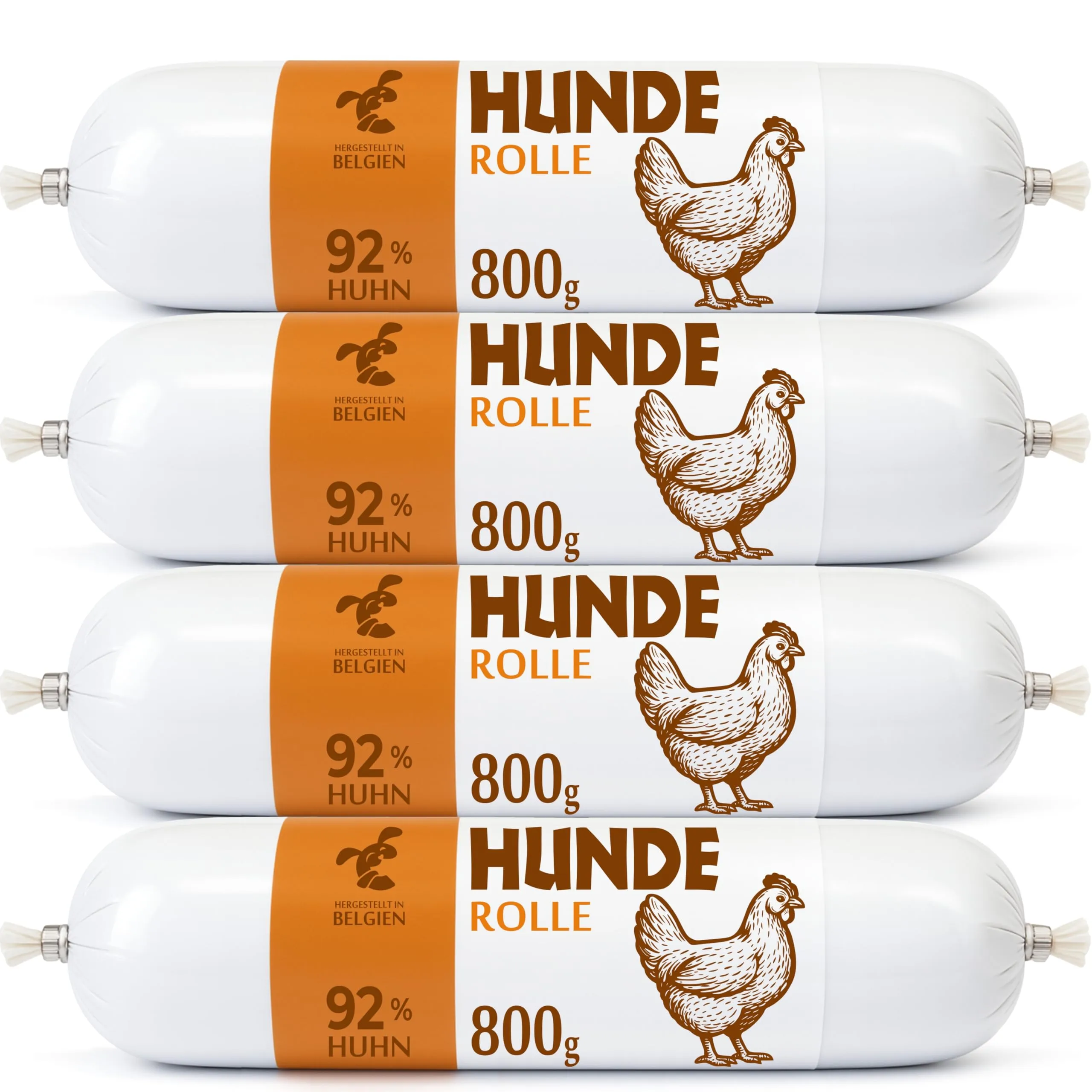 CHEWSTER Salsiccia per cani – pollo – 4 × 800 g (3,2 kg) – Rotolo di cibo umido per cani senza cereali ad alto contenuto di carne – Alimento completo - immagine 1