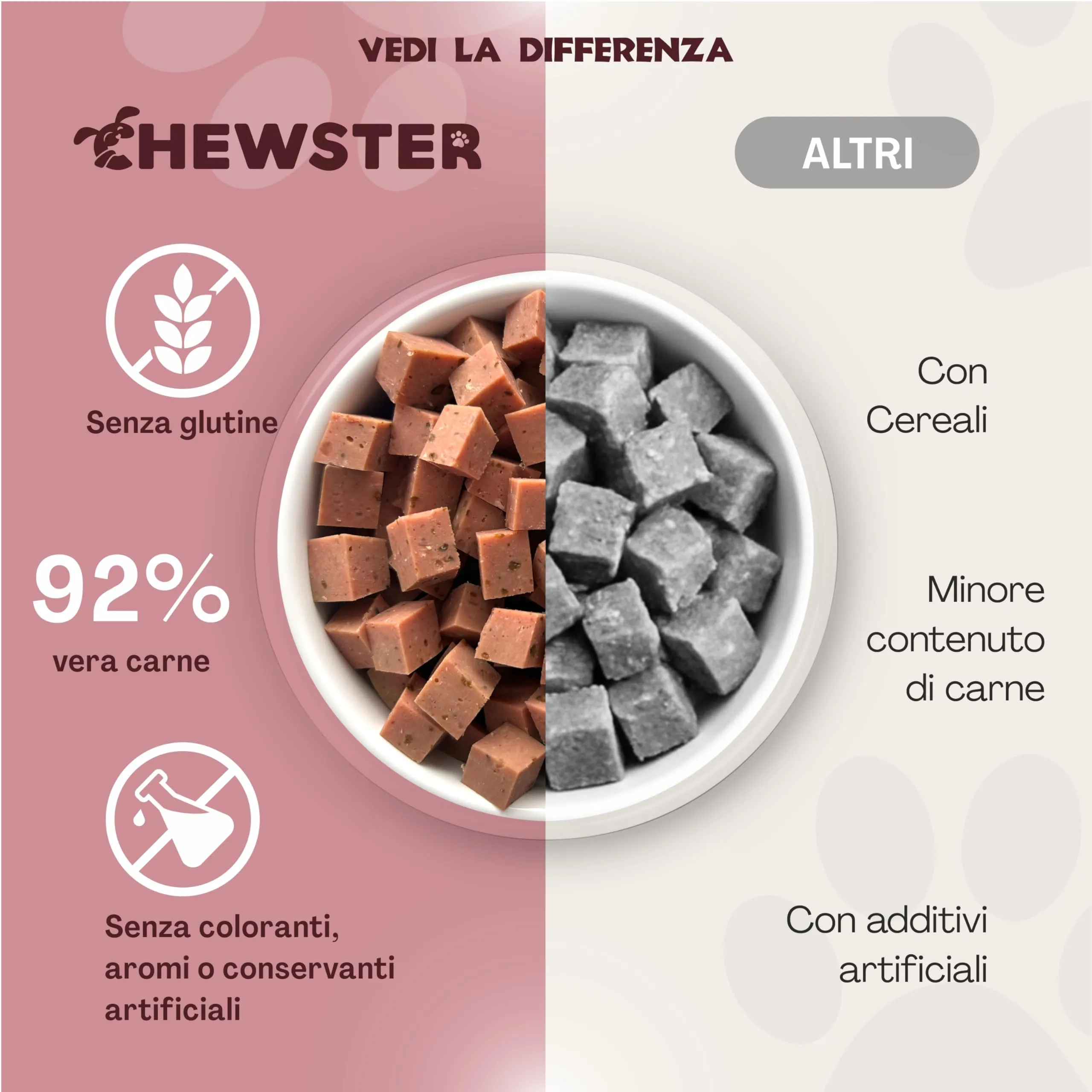 CHEWSTER Salsiccia per cani – manzo – 4 × 800 g (3,2 kg) – Rotolo di cibo umido per cani senza cereali ad alto contenuto di carne – Alimento completo - immagine 6