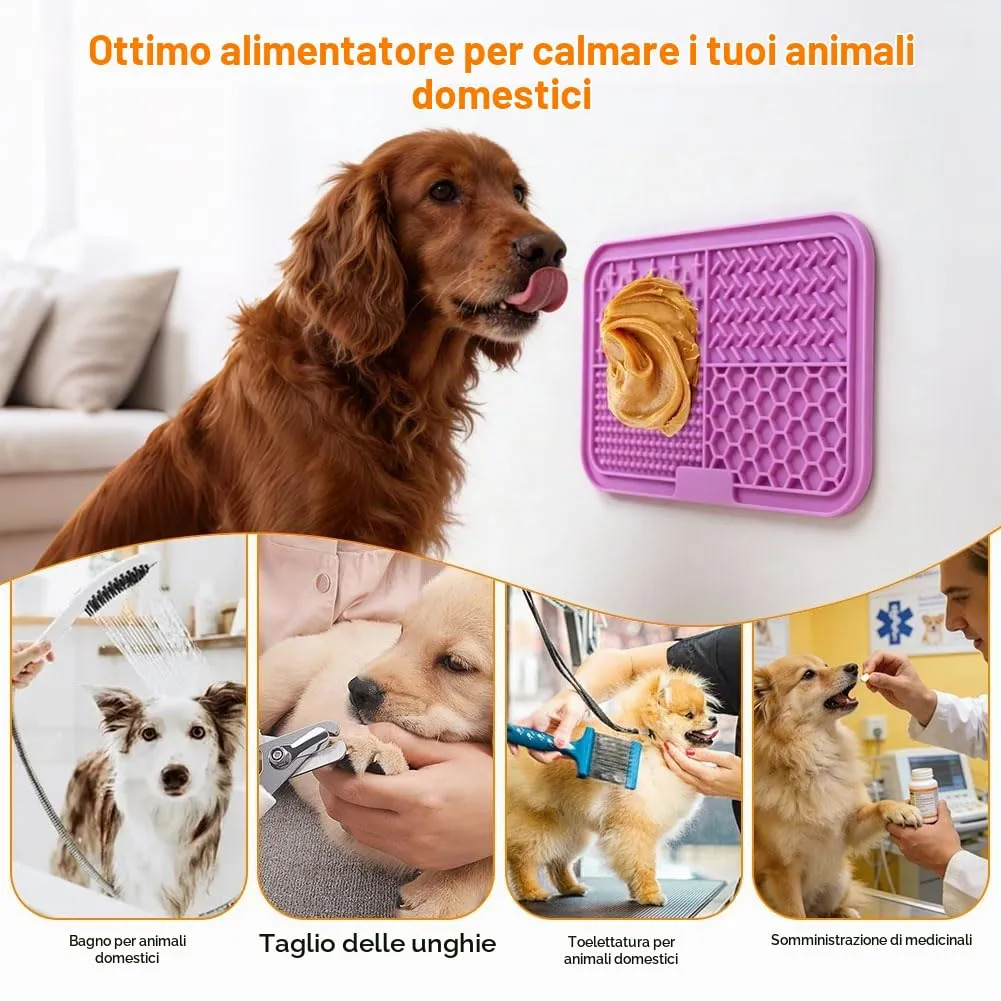 Adiwo 2 Pezzi Tappetino Leccare Cani con Ventosa, Tappetino in Silicone con Spatola e Spazzola, Lick Mat per Cani per Bagno, Toelettatura e Addestramento, Adatto per Cani e Gatti (Viola e blu) - immagine 7