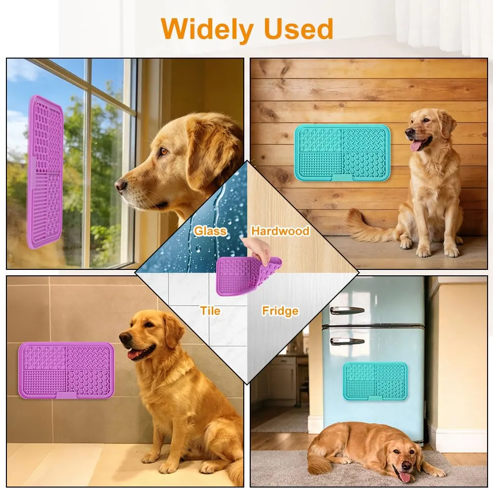 Adiwo 2 Pezzi Tappetino Leccare Cani con Ventosa, Tappetino in Silicone con Spatola e Spazzola, Lick Mat per Cani per Bagno, Toelettatura e Addestramento, Adatto per Cani e Gatti (Viola e blu) - immagine 8