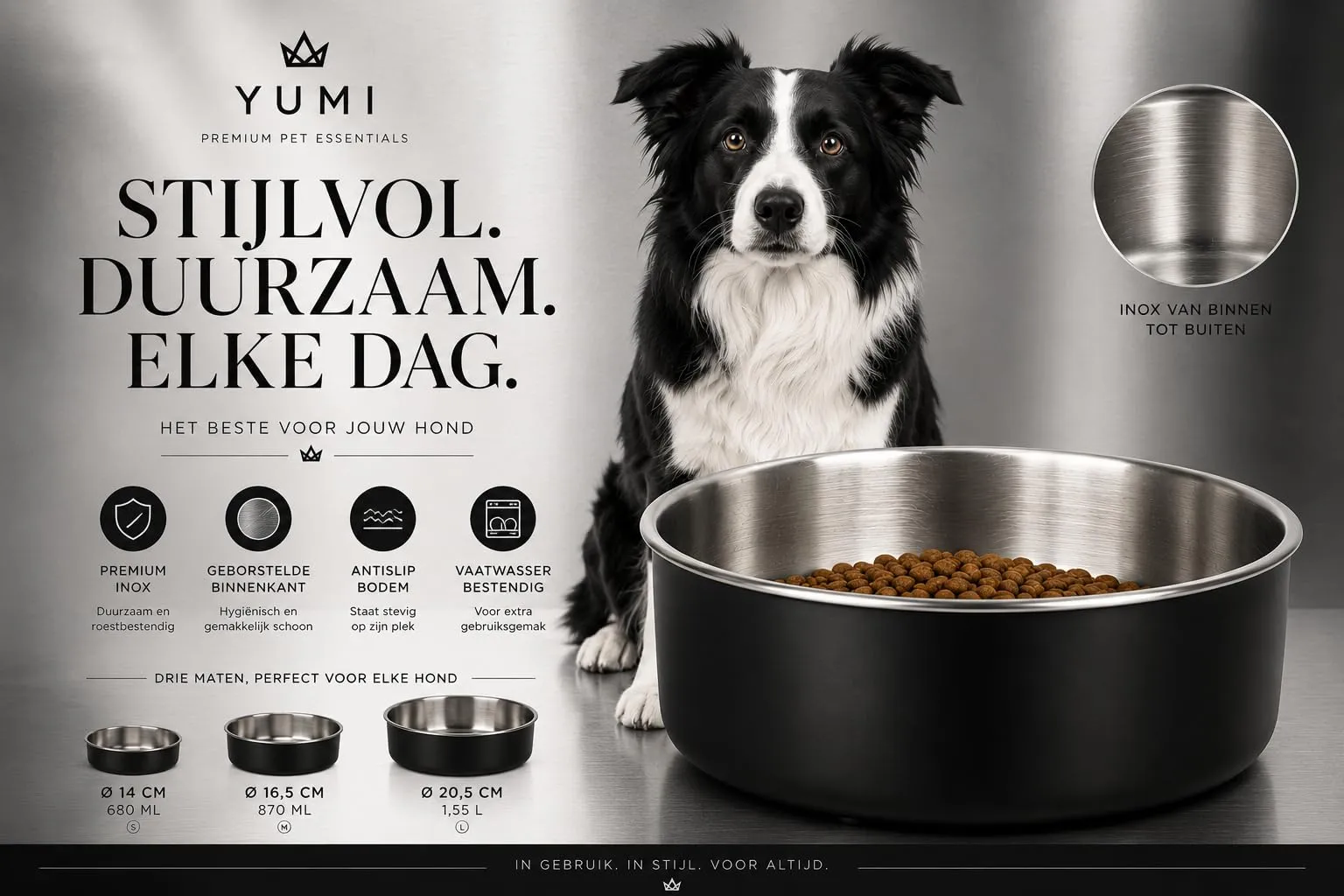 ciotola per cani - ciotola Yumi verde premium - lavabile in lavastoviglie - 870ml - immagine 2