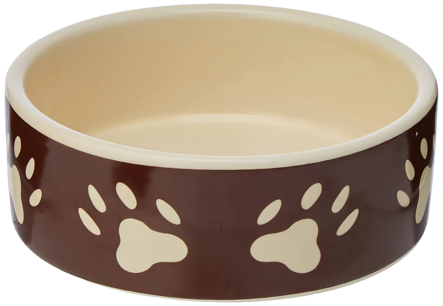 Trixie Ciotola in Ceramica con Stampe di Zampe per Cani, 0,3 Litri, Marrone/Beige - immagine 1