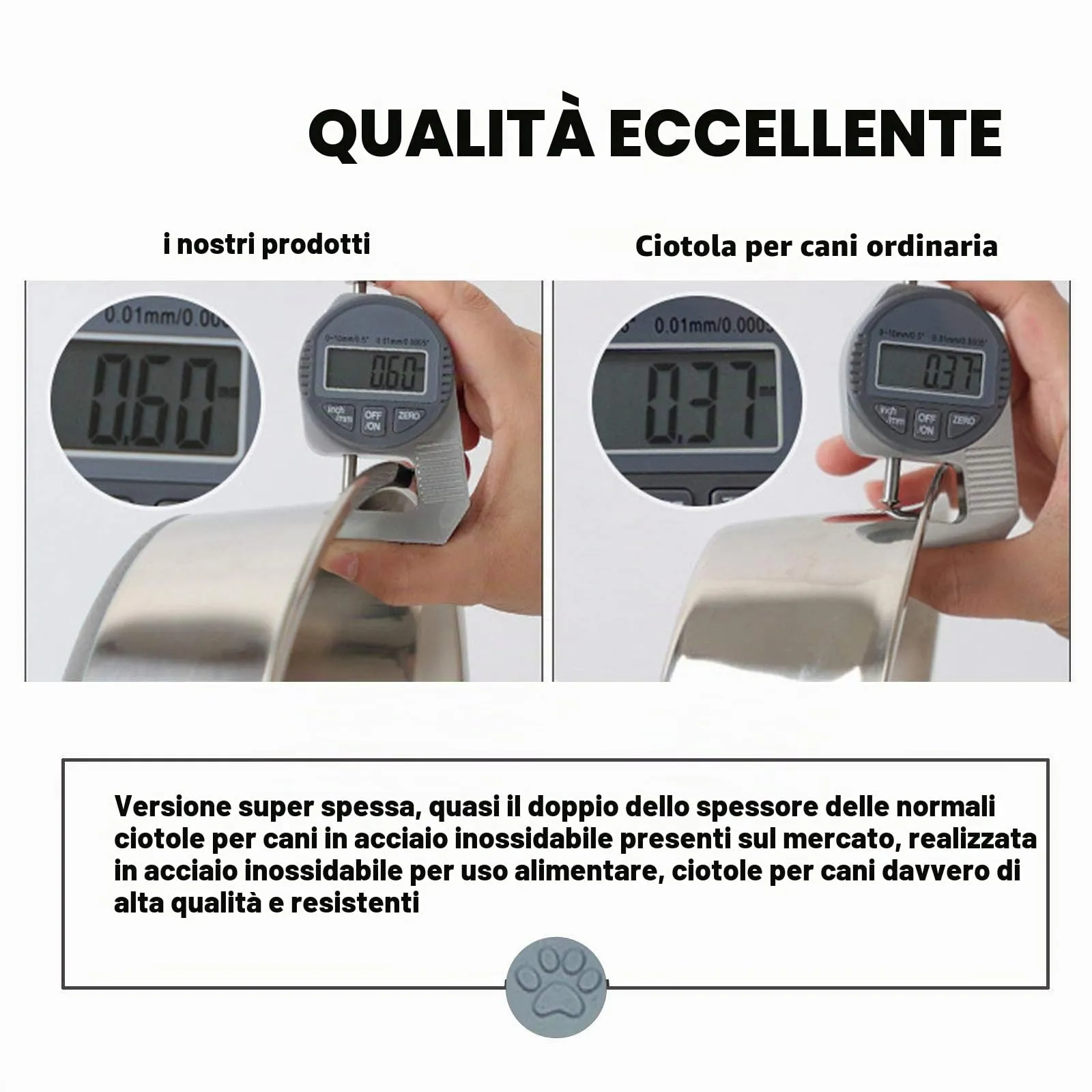 SUOXU Ciotolette per cani in acciaio inossidabile spesso, 2 ciotole per cani con base antiscivolo in silicone, ciotole per cibo e acqua per cani di taglia media e piccola (M-17 cm) - immagine 2
