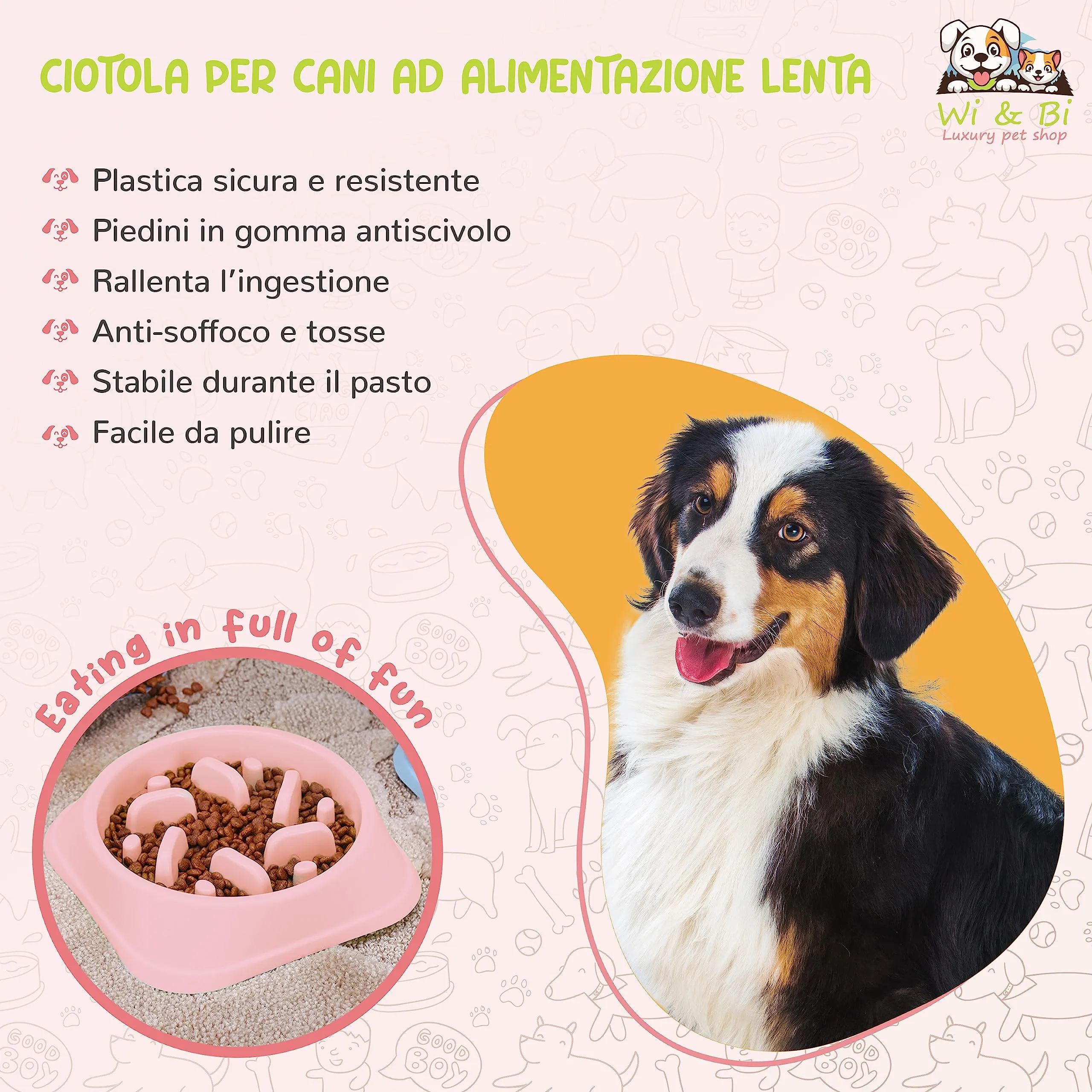 SP SEMPRE+ Ciotola Anti Ingozzamento per Cani, Alimentazione Lenta, Rosa - immagine 2