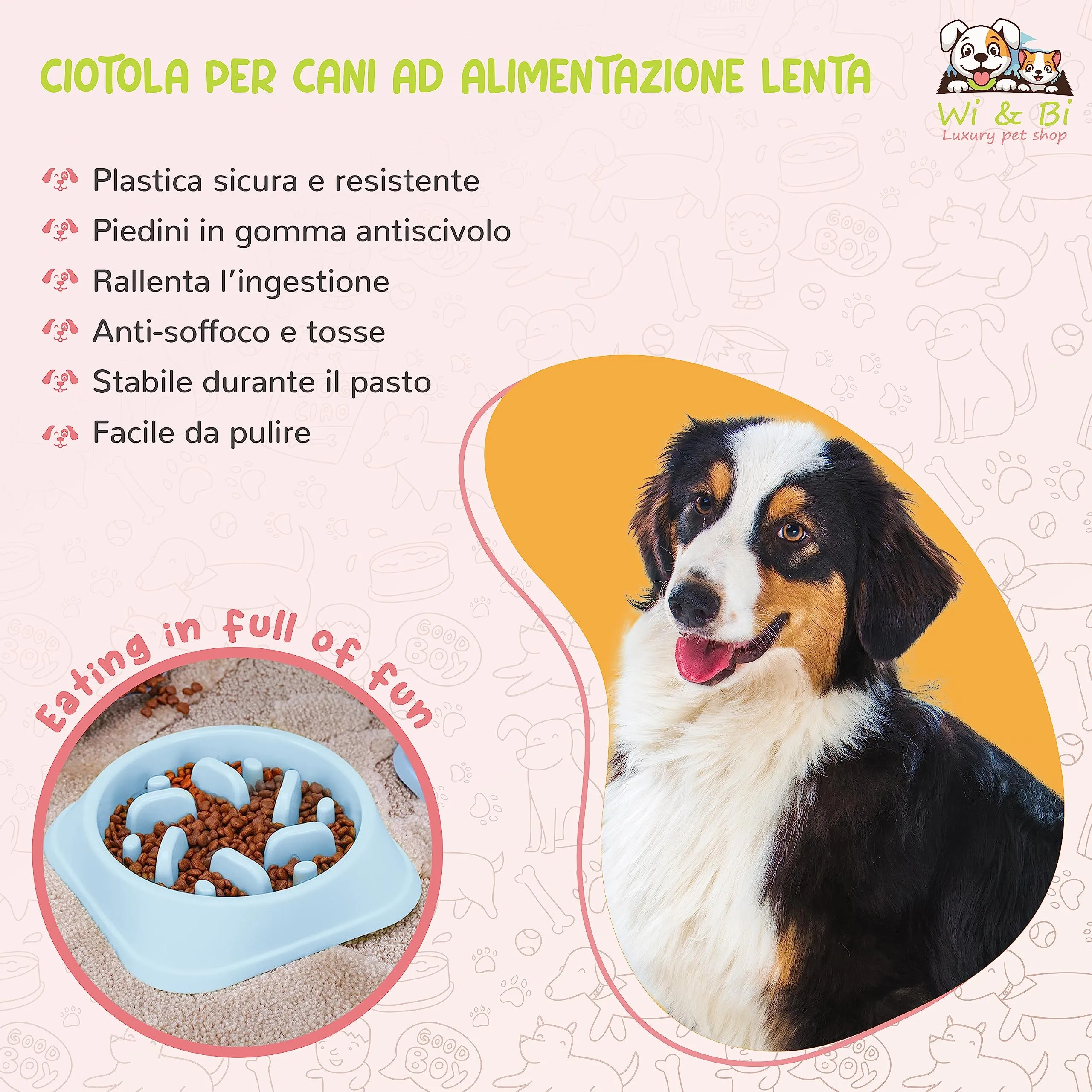 SP SEMPRE Ciotola Anti Ingozzamento per Cani - Porta Crocchette Labirinto Anti Soffocamento (Blu) - immagine 2