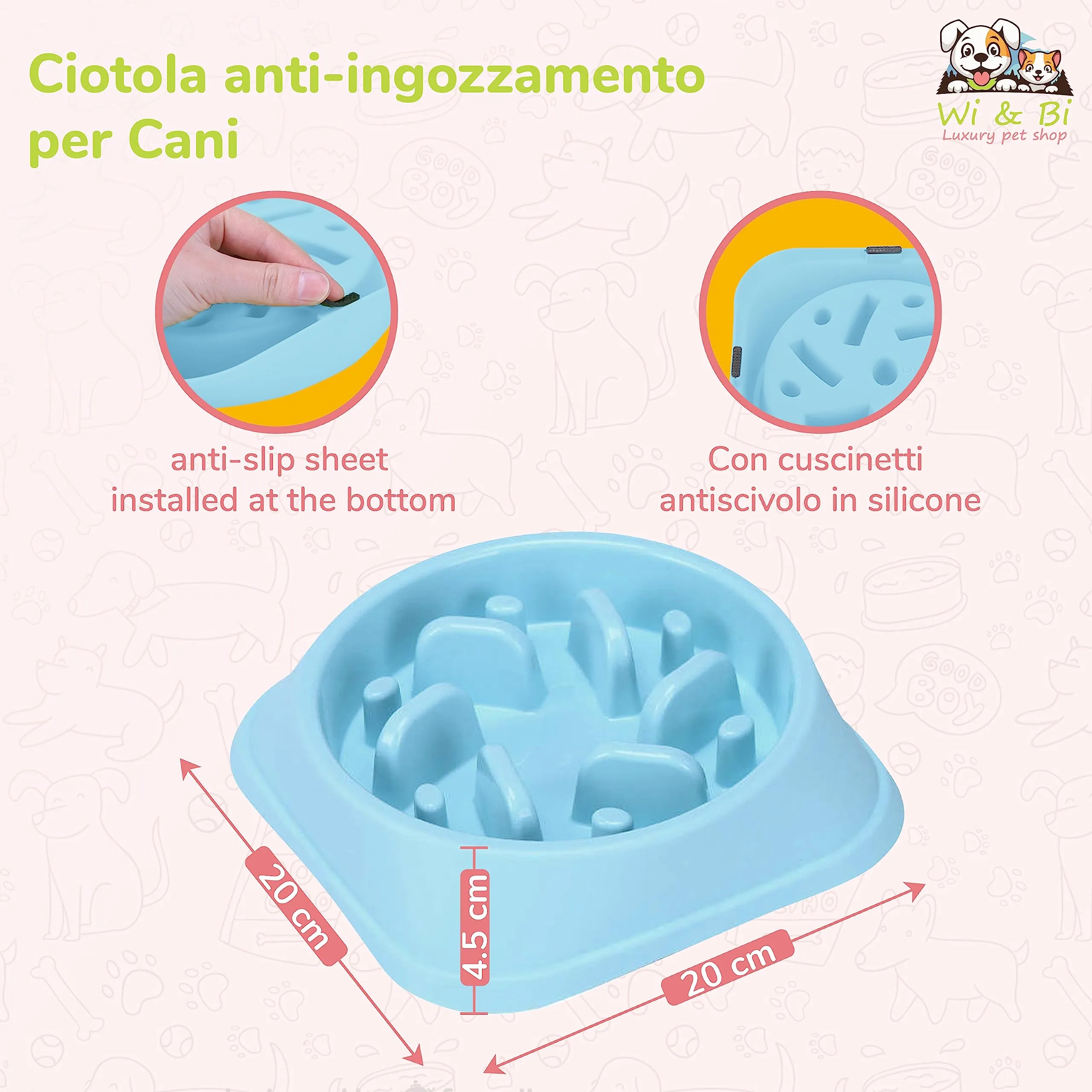 SP SEMPRE Ciotola Anti Ingozzamento per Cani - Porta Crocchette Labirinto Anti Soffocamento (Blu) - immagine 4