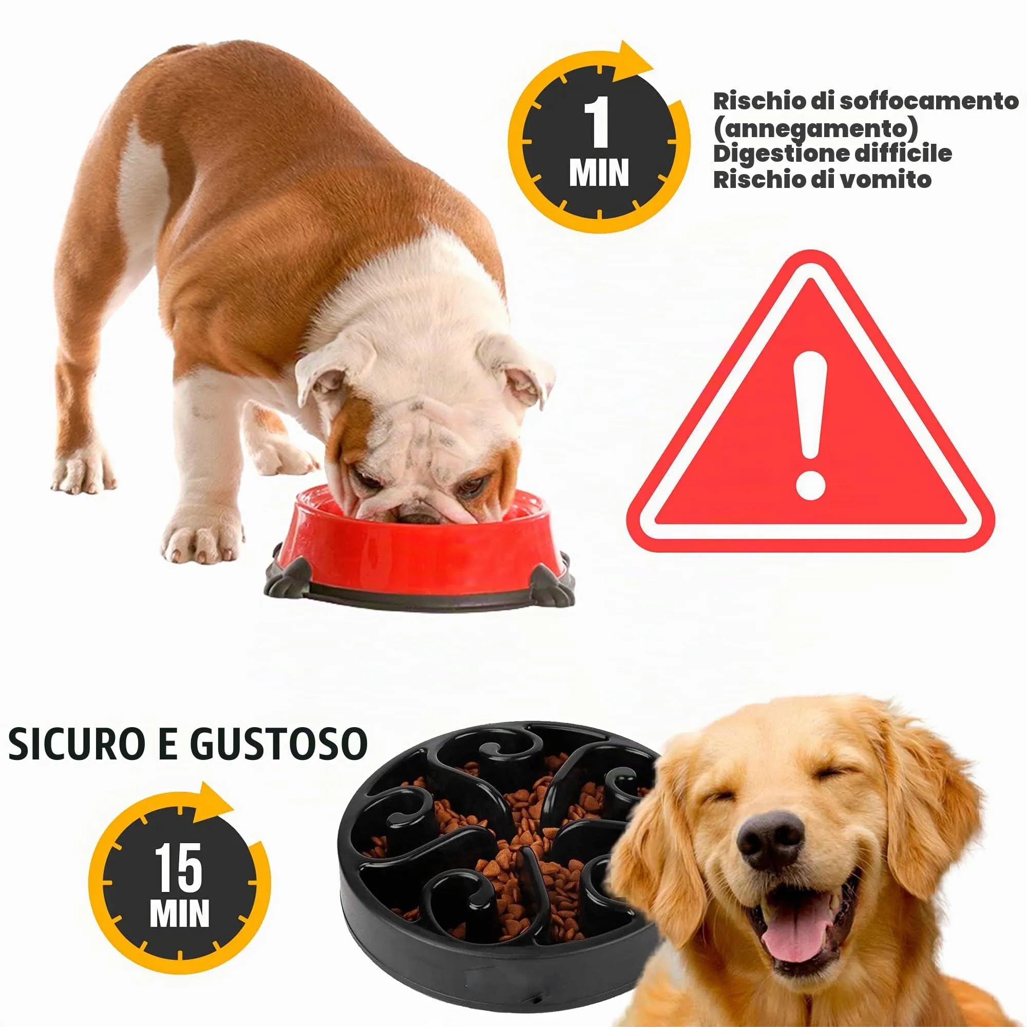 Edipets, Ciotola Anti Ingozzamento, Ciotole per Cani, Interattiva, per Animali Domestici, di Medie e Grandi Dimensioni (Nero) - immagine 2