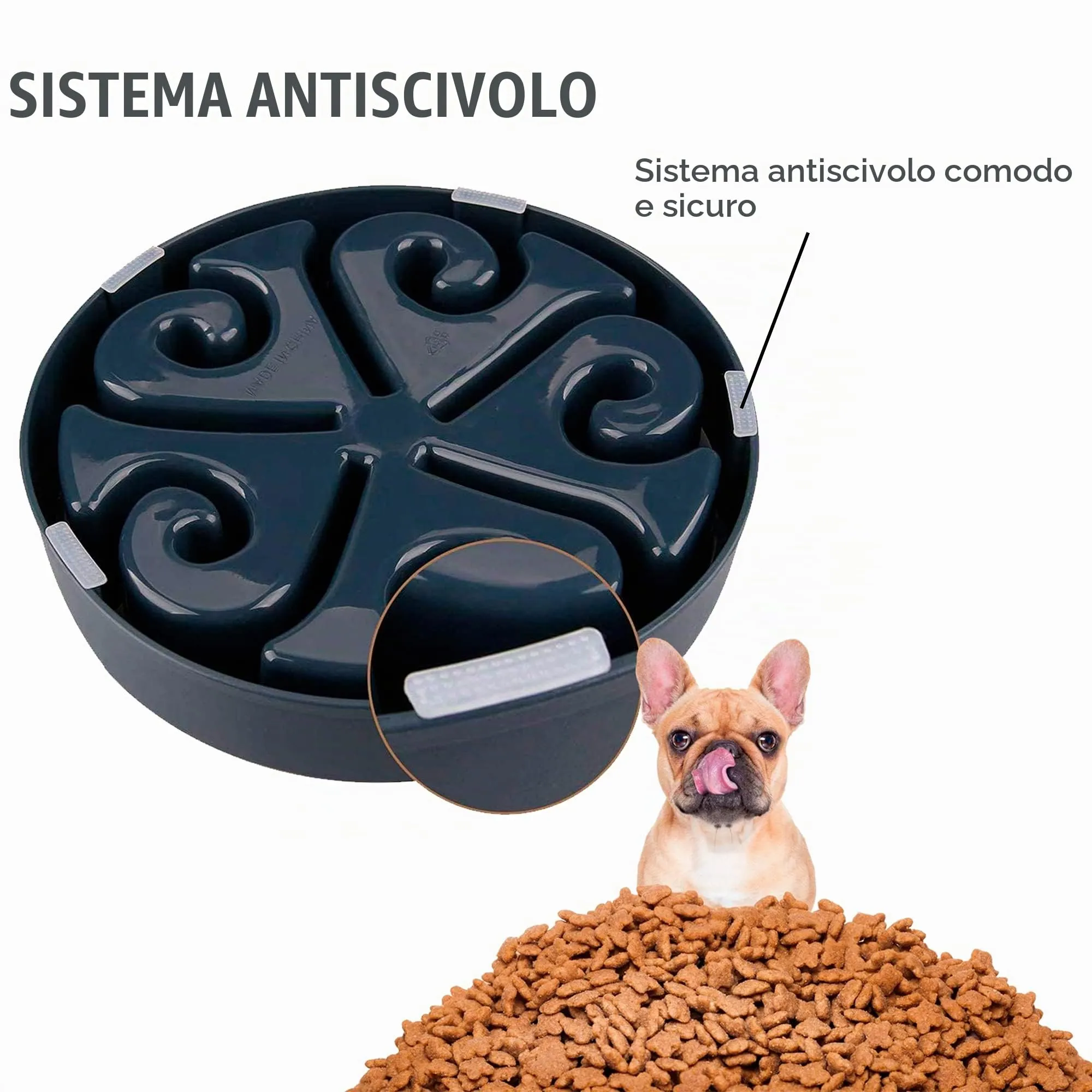 Edipets, Ciotola Anti Ingozzamento, Ciotole per Cani, Interattiva, per Animali Domestici, di Medie e Grandi Dimensioni (Nero) - immagine 3