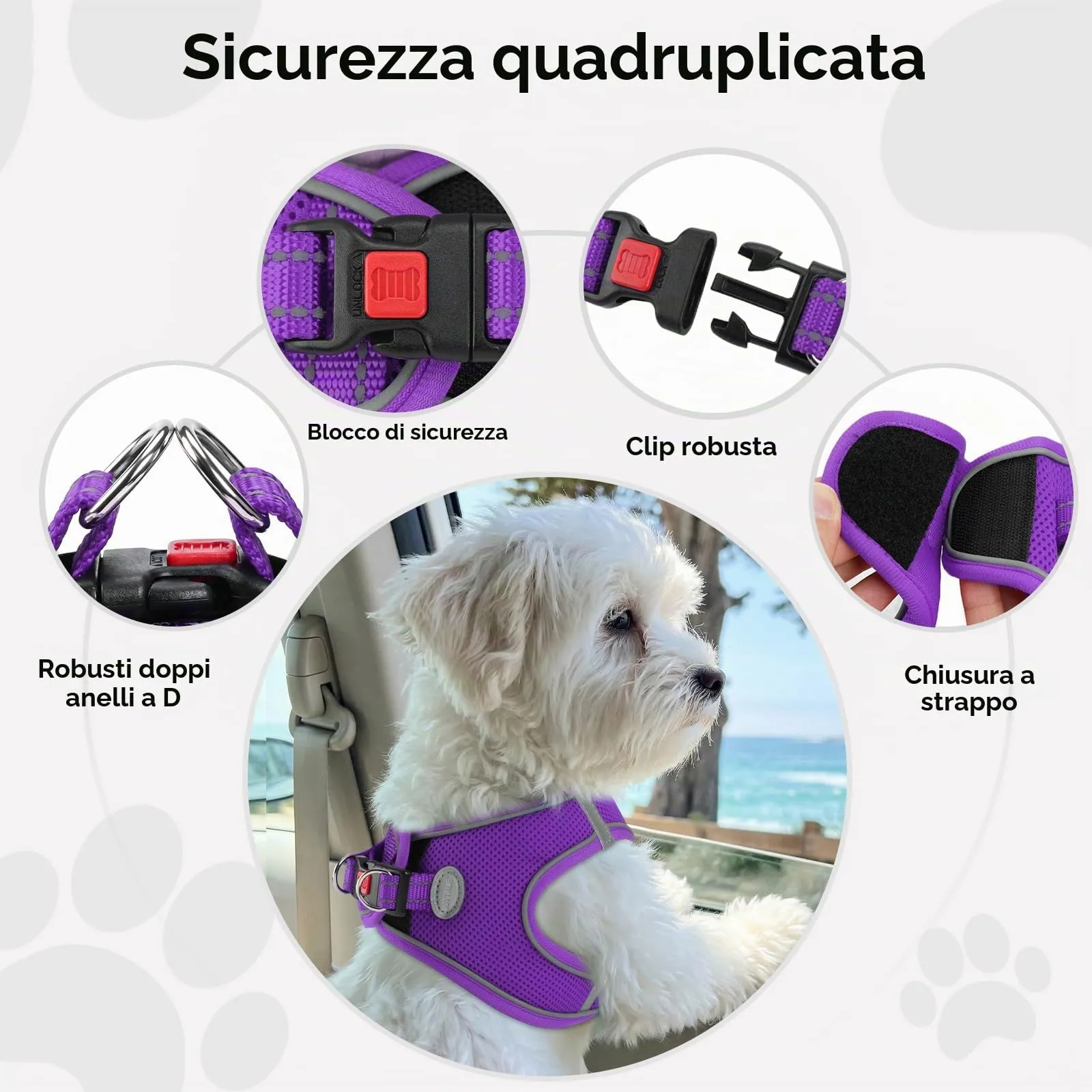 Joytale Pettorina Cane Piccola, Maglia Morbida Traspirante, Viola S - immagine 6