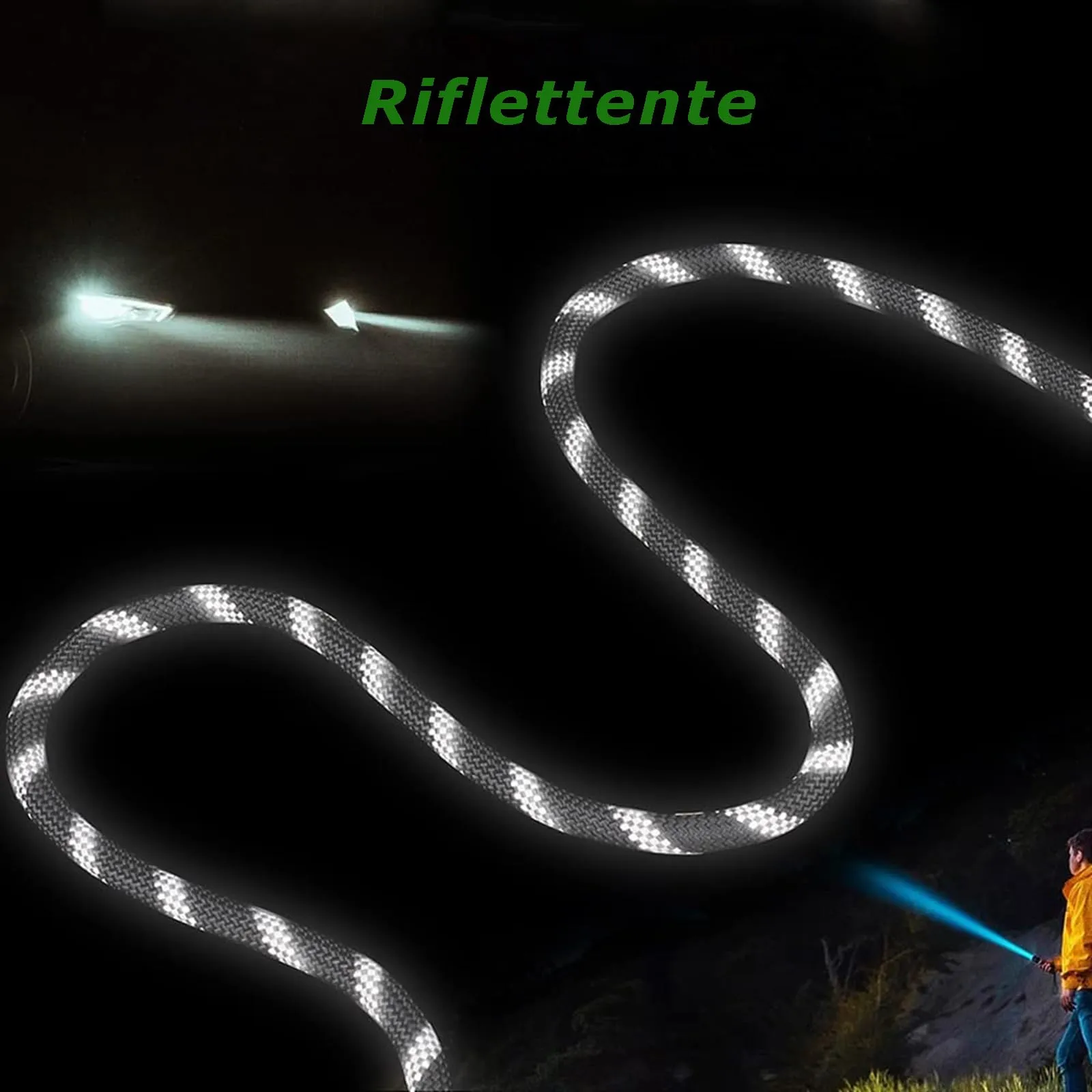 Guinzaglio Doppio per Cani 260 cm Riflettente Guinzaglio per Cani Grande Media e Piccola Camminata 360°Nessun Groviglio Nero - immagine 5