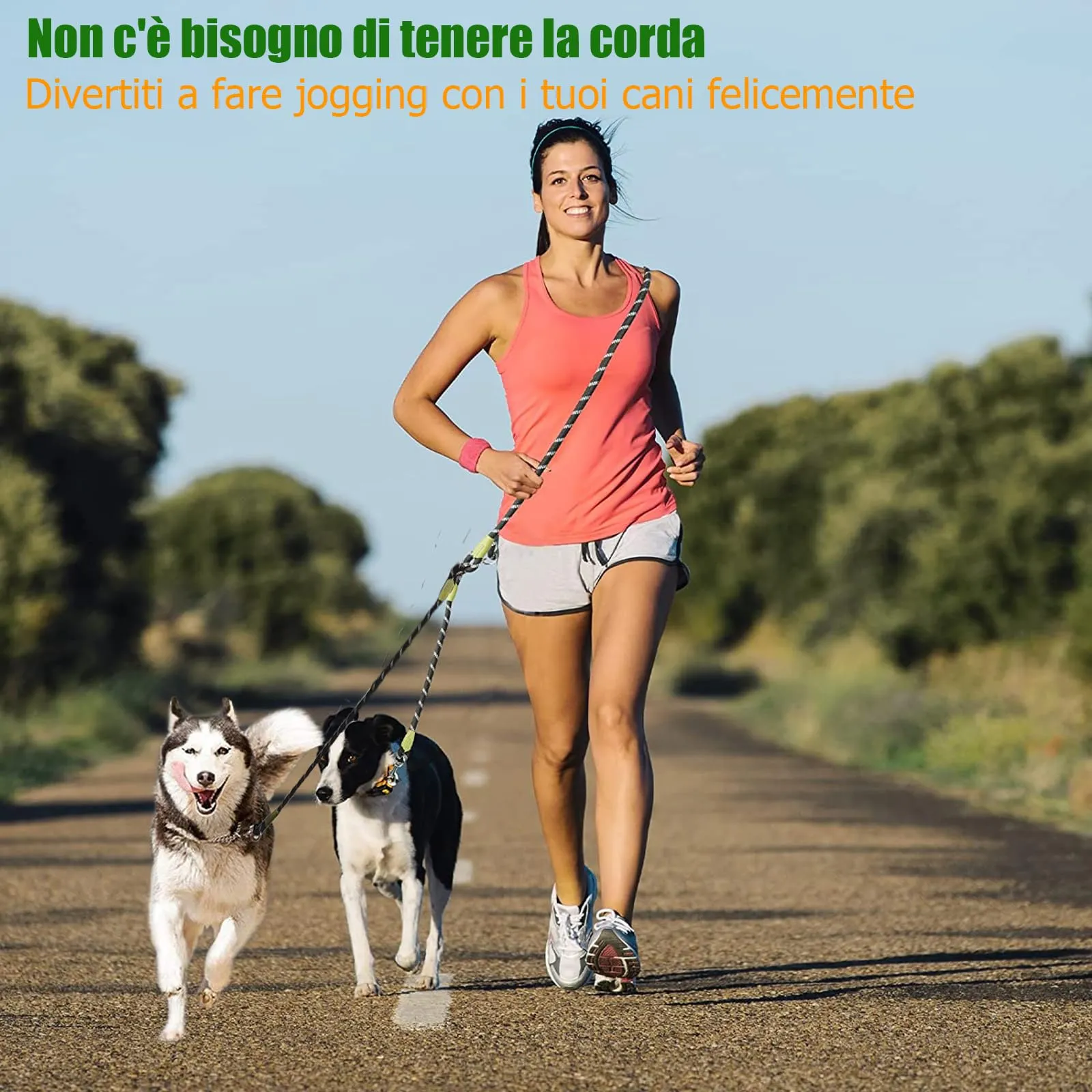 Guinzaglio Doppio per Cani 260 cm Riflettente Guinzaglio per Cani Grande Media e Piccola Camminata 360°Nessun Groviglio Nero - immagine 6