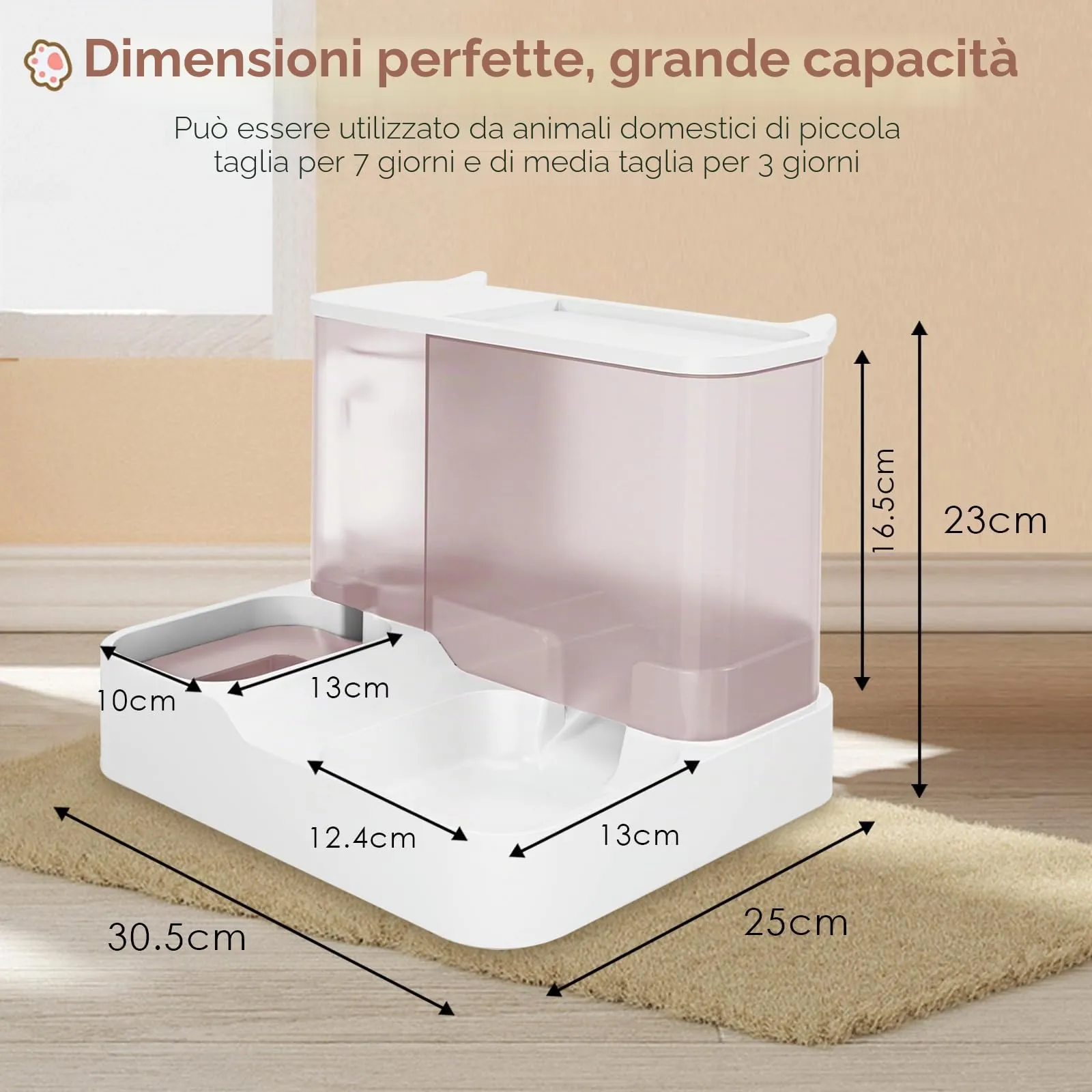 Oskuglin Distributore Automatico 2-in-1 Cibo e Acqua per Gatti 3,8L - immagine 2