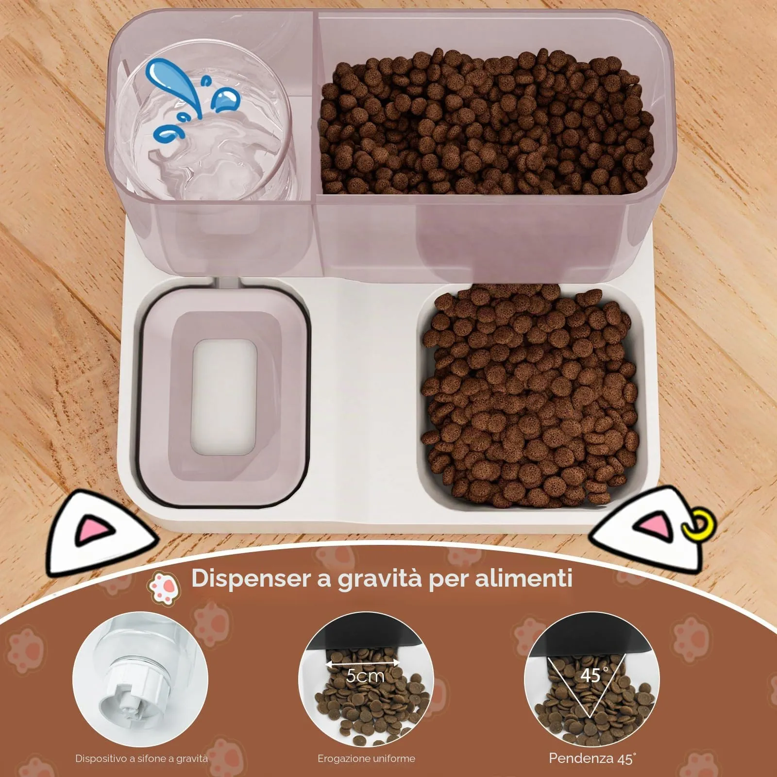 Oskuglin Distributore Automatico 2-in-1 Cibo e Acqua per Gatti 3,8L - immagine 5