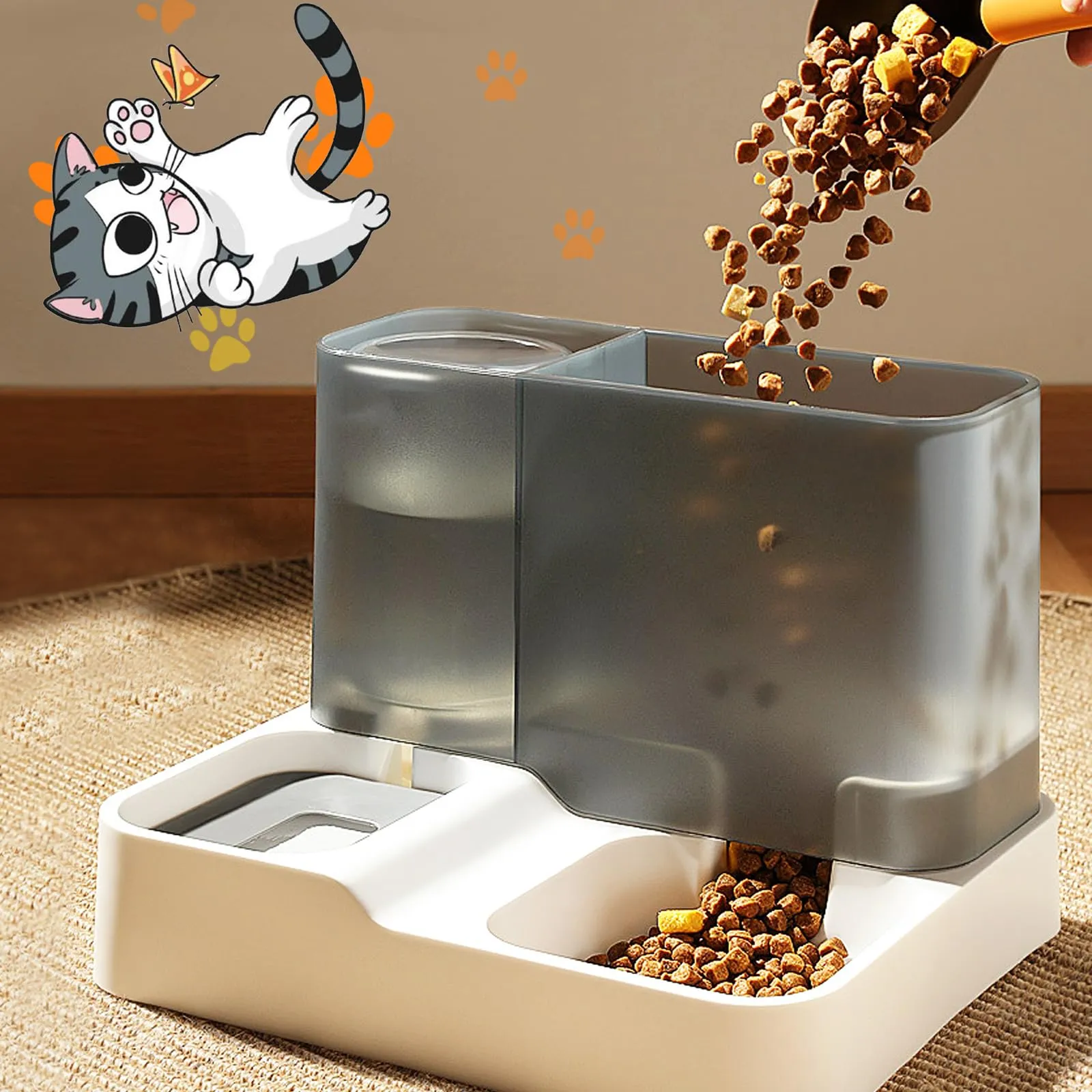 Oskuglin Distributore Automatico 2-in-1 Cibo e Acqua per Gatti 3,8L - immagine 2