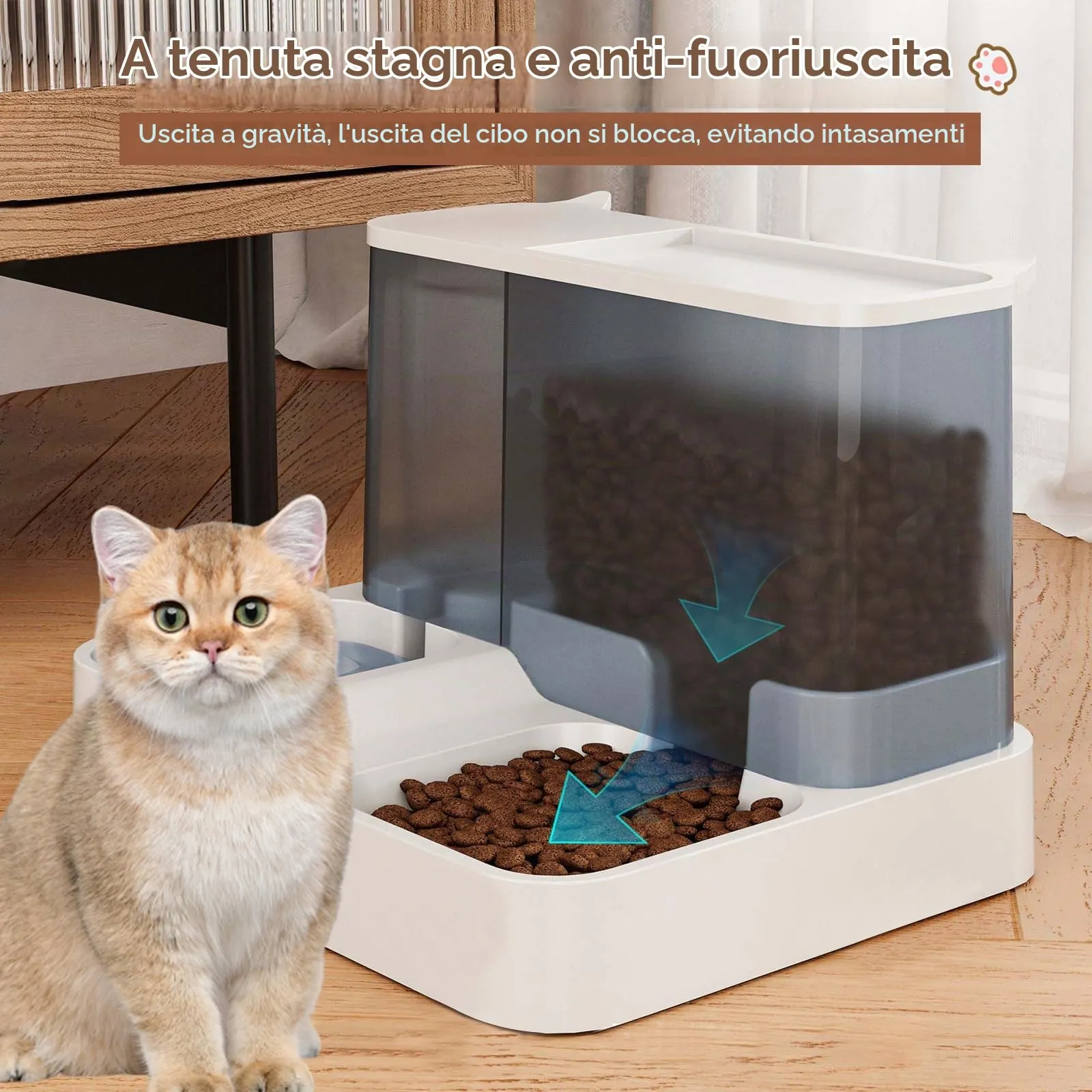 Oskuglin Distributore Automatico 2-in-1 Cibo e Acqua per Gatti 3,8L - immagine 3