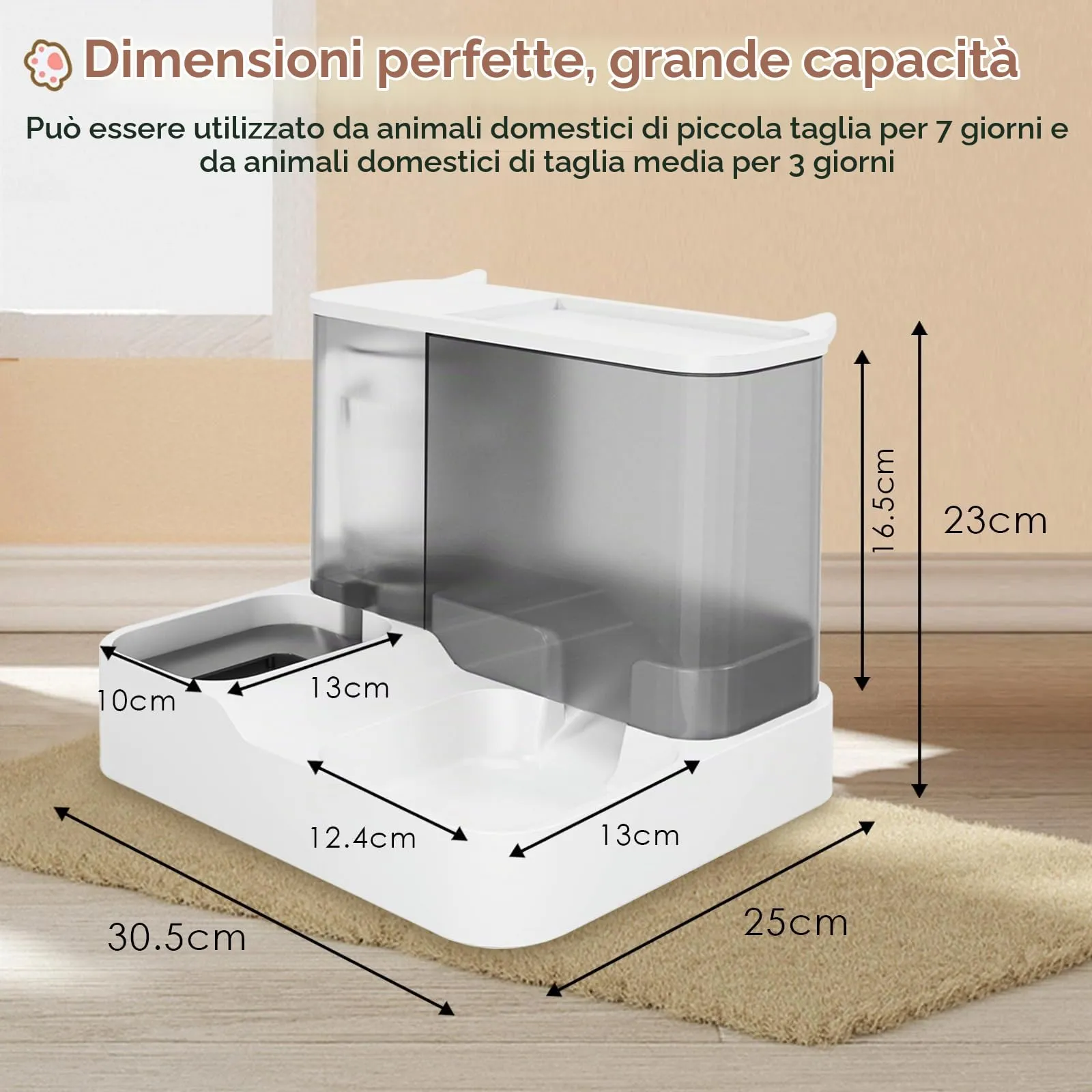 Oskuglin Distributore Automatico 2-in-1 Cibo e Acqua per Gatti 3,8L - immagine 4