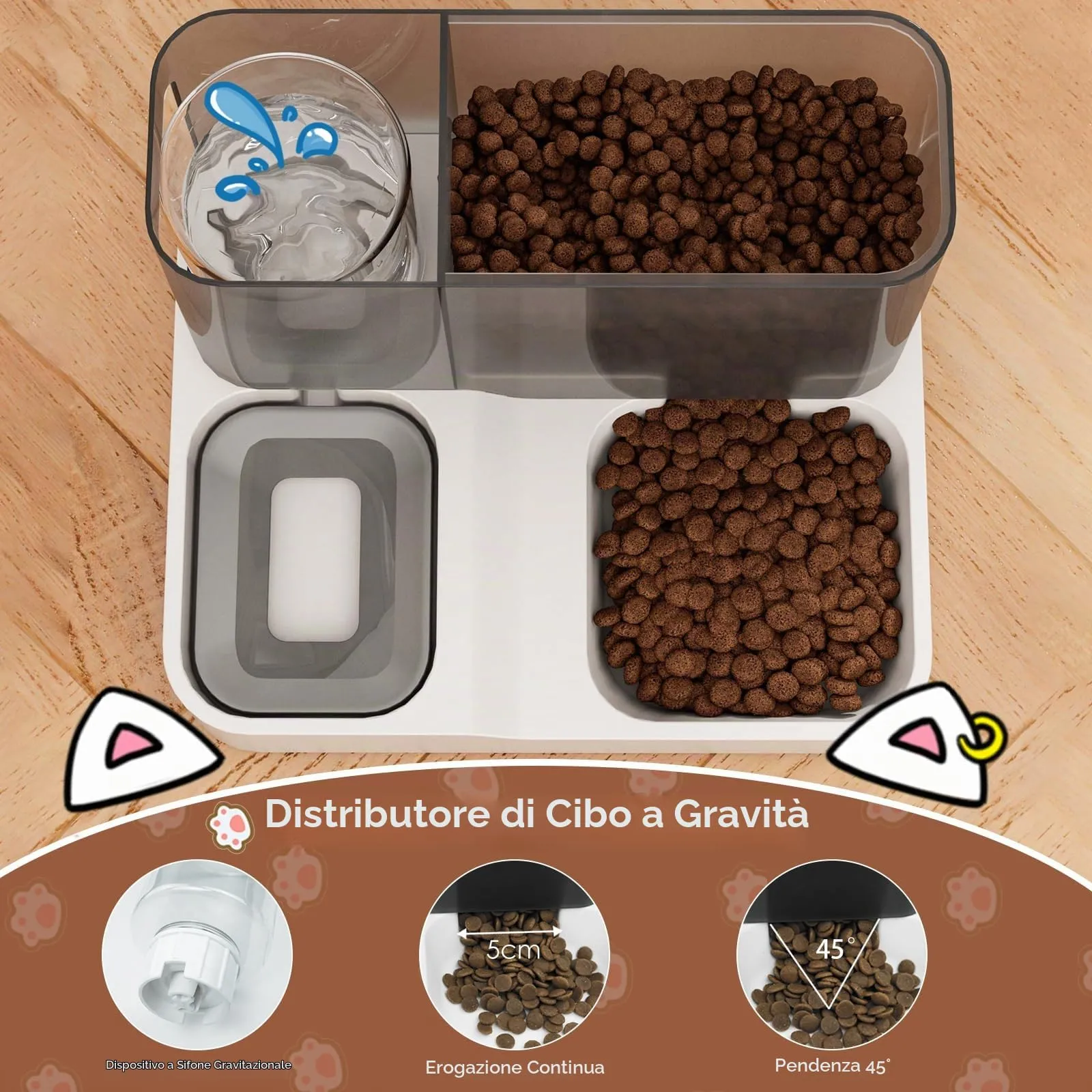 Oskuglin Distributore Automatico 2-in-1 Cibo e Acqua per Gatti 3,8L - immagine 5