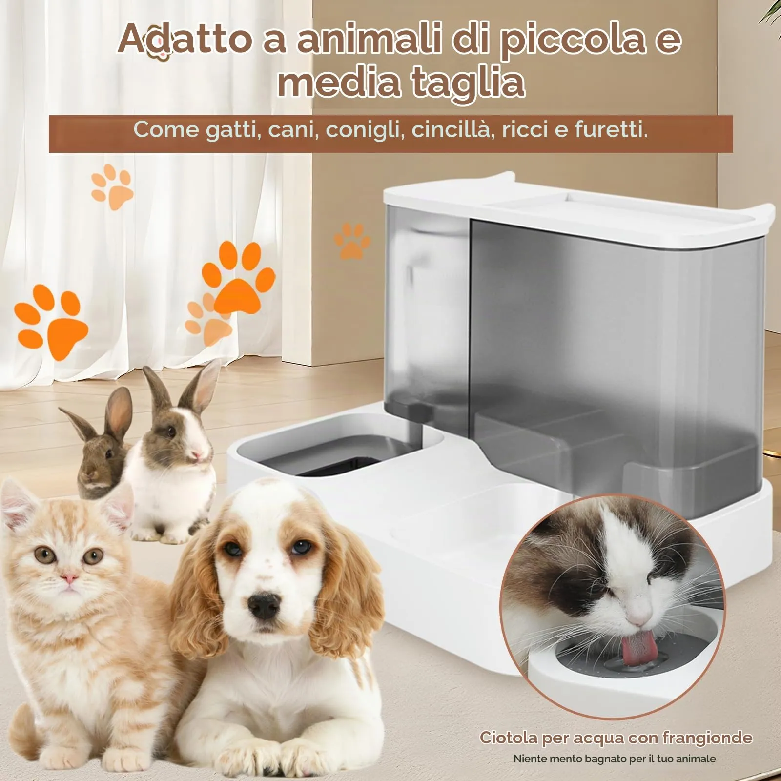 Oskuglin Distributore Automatico 2-in-1 Cibo e Acqua per Gatti 3,8L - immagine 7