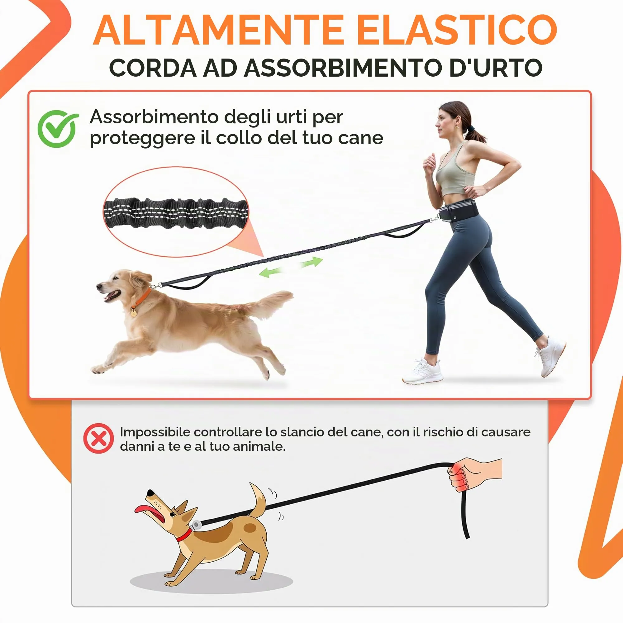 Looxmeer Guinzaglio Mani Libere per Cani, Guinzaglio per Cani da Corsa, Passeggio, Trekking con Cintura in Vita Regolabile e Custodia per l'Acqua con Filo Riflettente, Nero - immagine 5