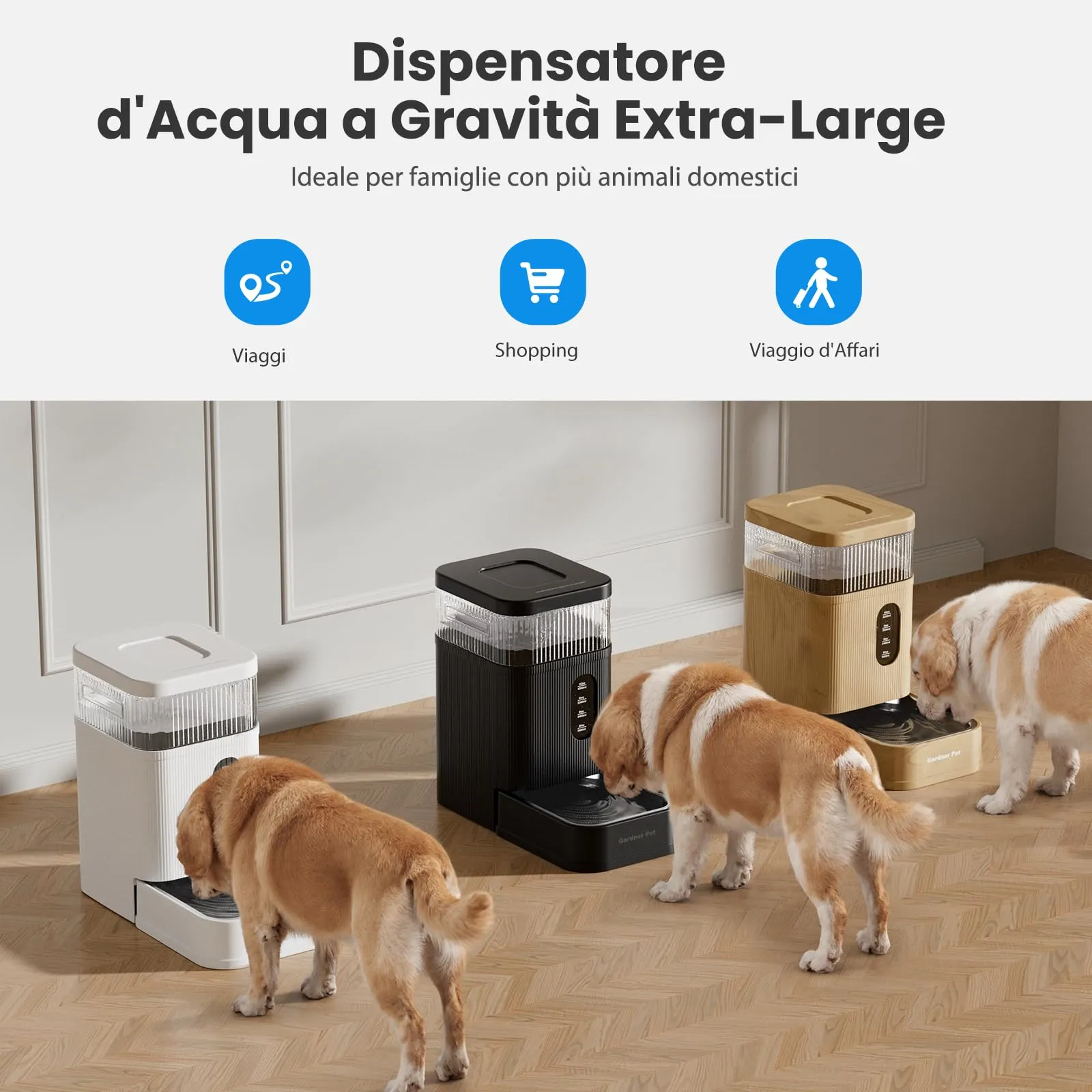 Gardner Pet Distributore Acqua Automatico 8,5L per Cani e Gatti, Bianco - immagine 7