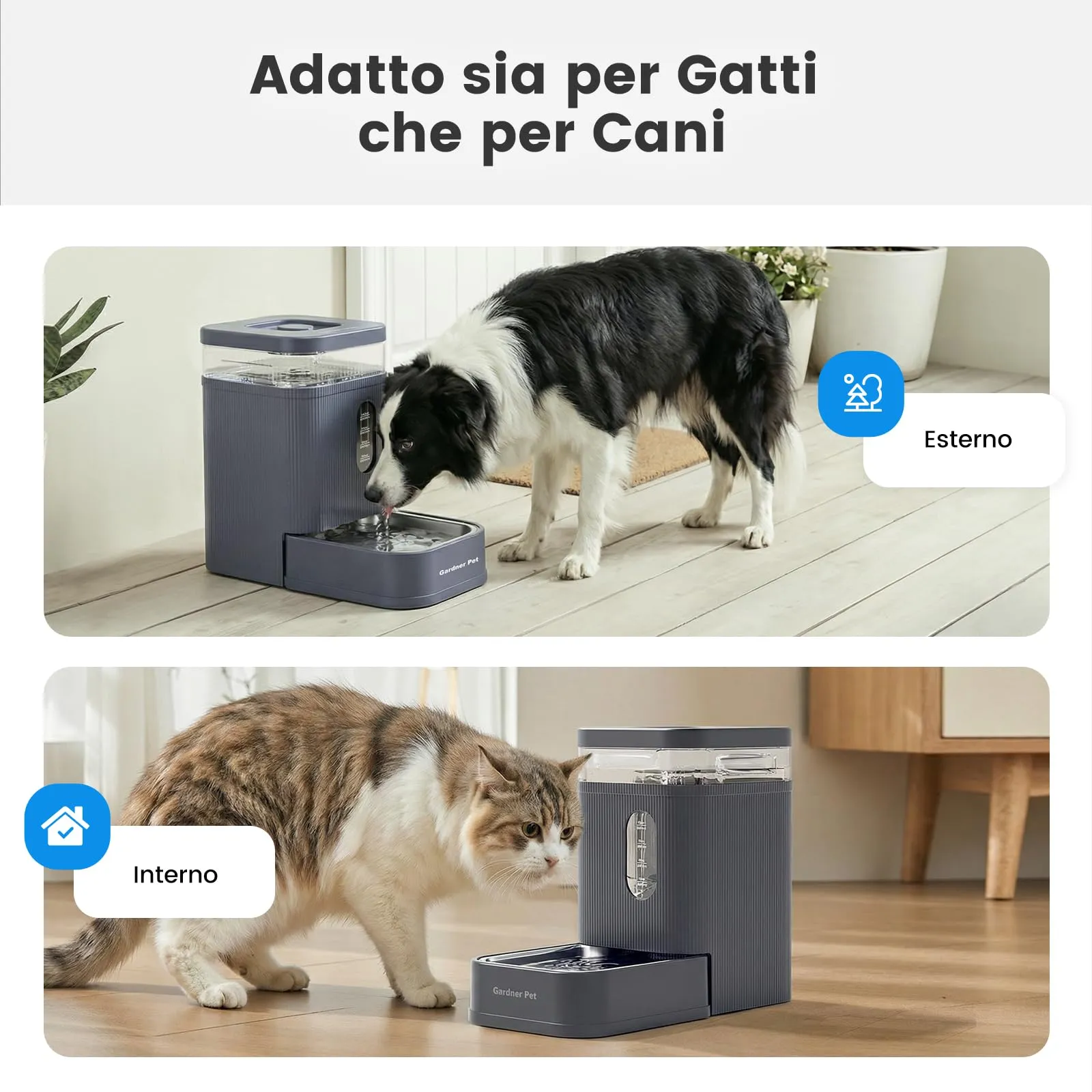 Gardner Pet Distributore Acqua Automatico 6,5L per Cani e Gatti, Grigio - immagine 6