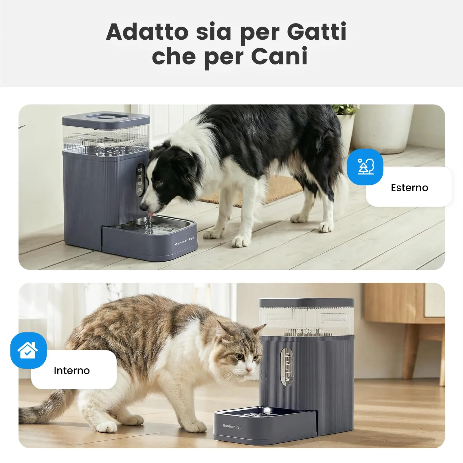 Gardner Pet Distributore Acqua Automatico 8,5L per Cani e Gatti, Grigio - immagine 6