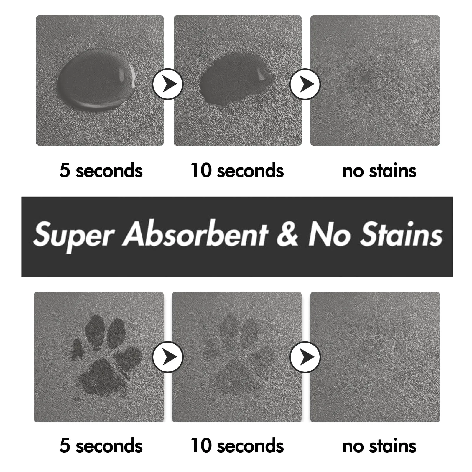 Tappetino Assorbente per Ciotole di Cibo e Acqua del Cane, Tappetino Antiscivolo per Ciotole di Gatto, Tappetino Impermeabile per l'Alimentazione degli Animali Domestici (Grigio Scuro, 60 x 90 cm) - immagine 2