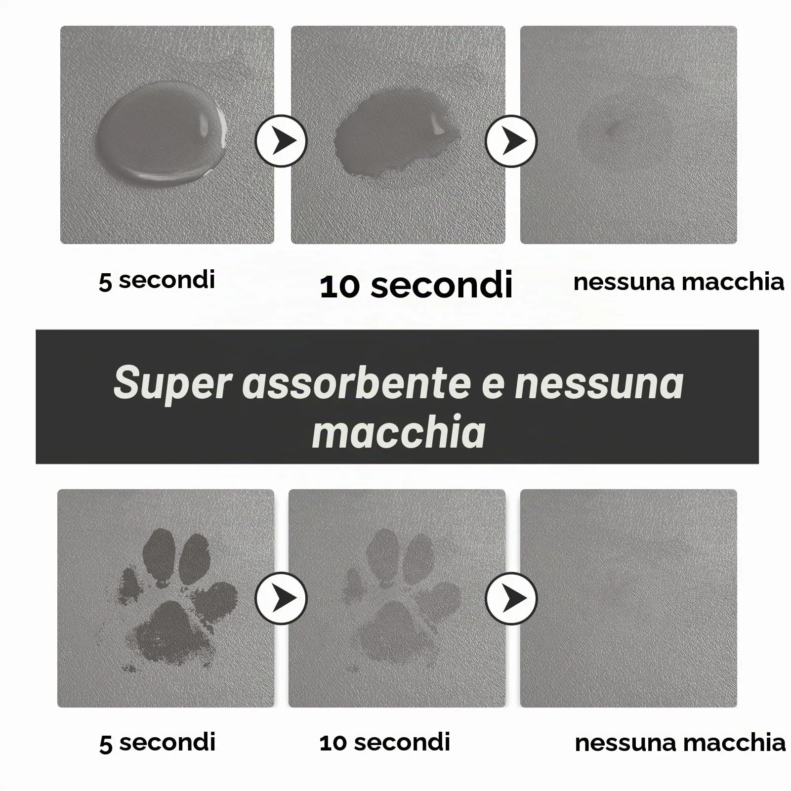 Tappetino Assorbente per Ciotole di Cibo e Acqua del Cane, Tappetino Antiscivolo per Ciotole di Gatto, Tappetino Impermeabile per l'Alimentazione degli Animali Domestici (Grigio Chiaro, 30 x 50 cm) - immagine 2