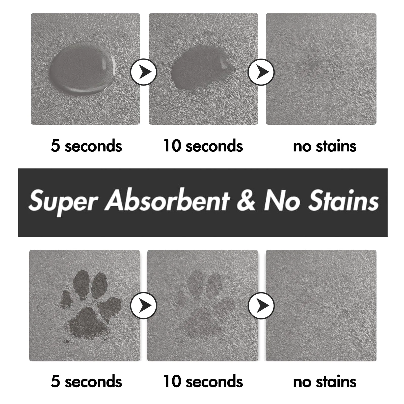 Tappetino Assorbente per Ciotole di Cibo e Acqua del Cane, Tappetino Antiscivolo per Ciotole di Gatto, Tappetino Impermeabile per l'Alimentazione degli Animali Domestici (Grigio Chiaro, 60 x 90 cm) - immagine 2
