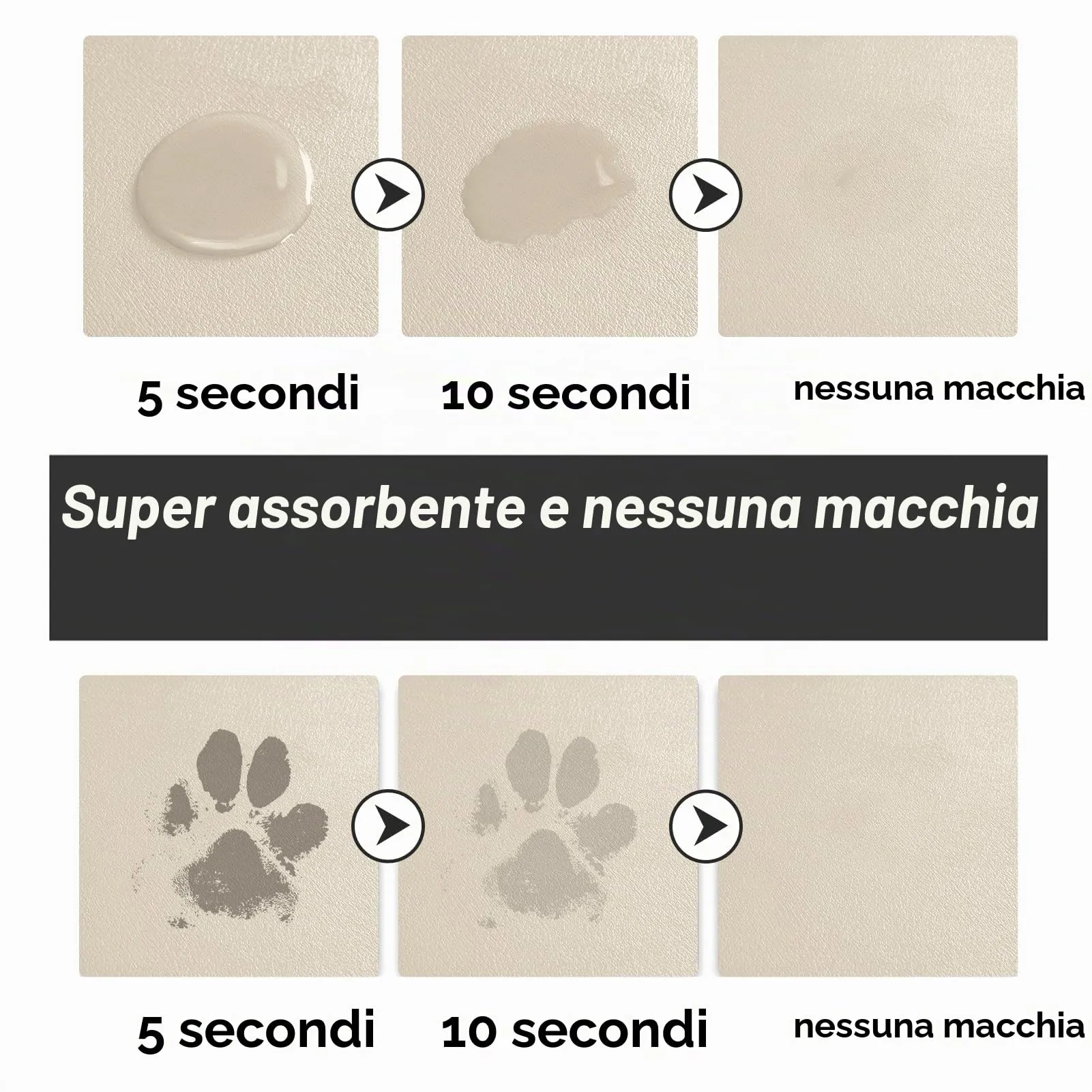 Tappetino Assorbente per Ciotole di Cibo e Acqua del Cane, Tappetino Antiscivolo per Ciotole di Gatto, Tappetino Impermeabile per l'Alimentazione degli Animali Domestici (Beige, 44 x 71 cm) - immagine 2