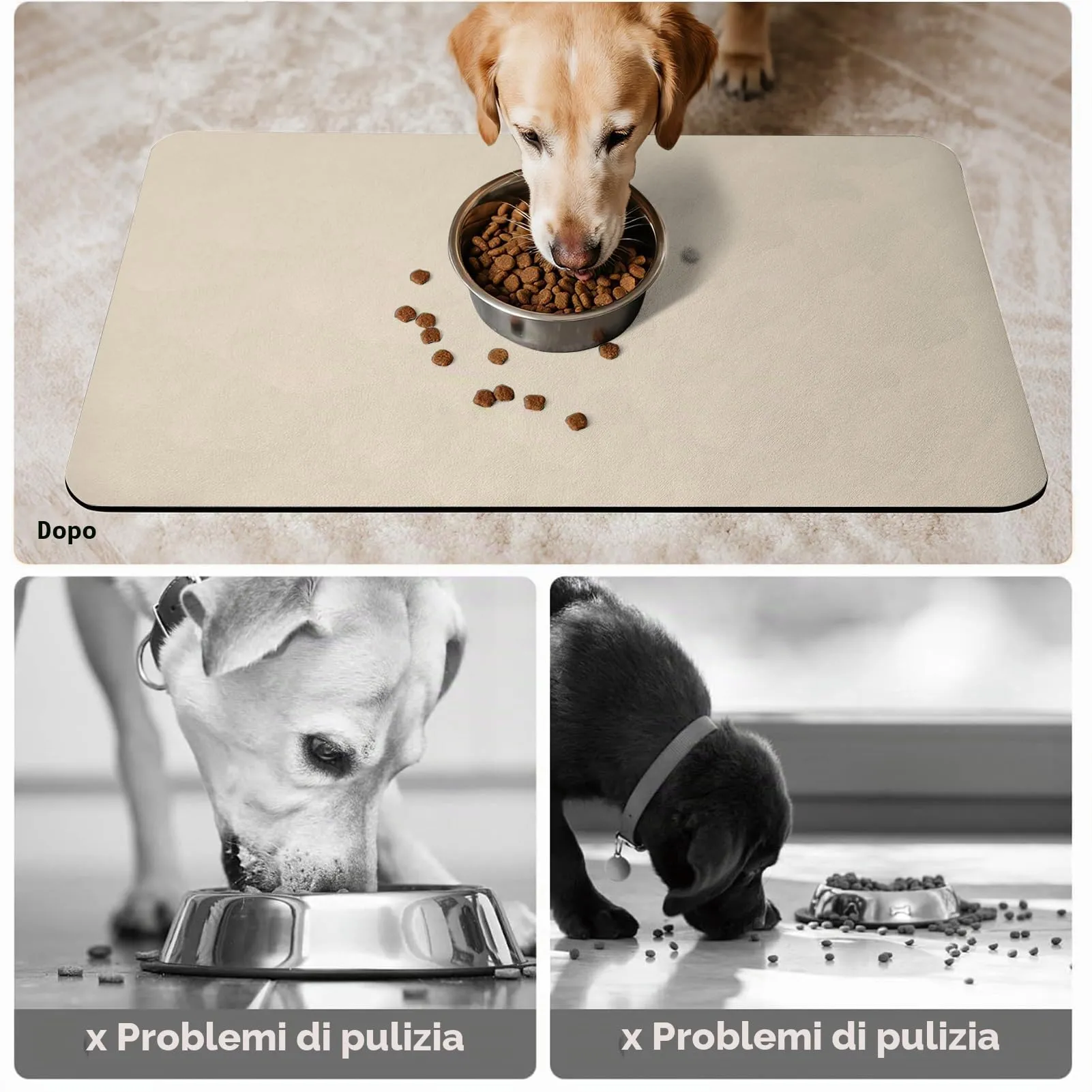 Tappetino Assorbente per Ciotole di Cibo e Acqua del Cane, Tappetino Antiscivolo per Ciotole di Gatto, Tappetino Impermeabile per l'Alimentazione degli Animali Domestici (Beige, 44 x 71 cm) - immagine 4