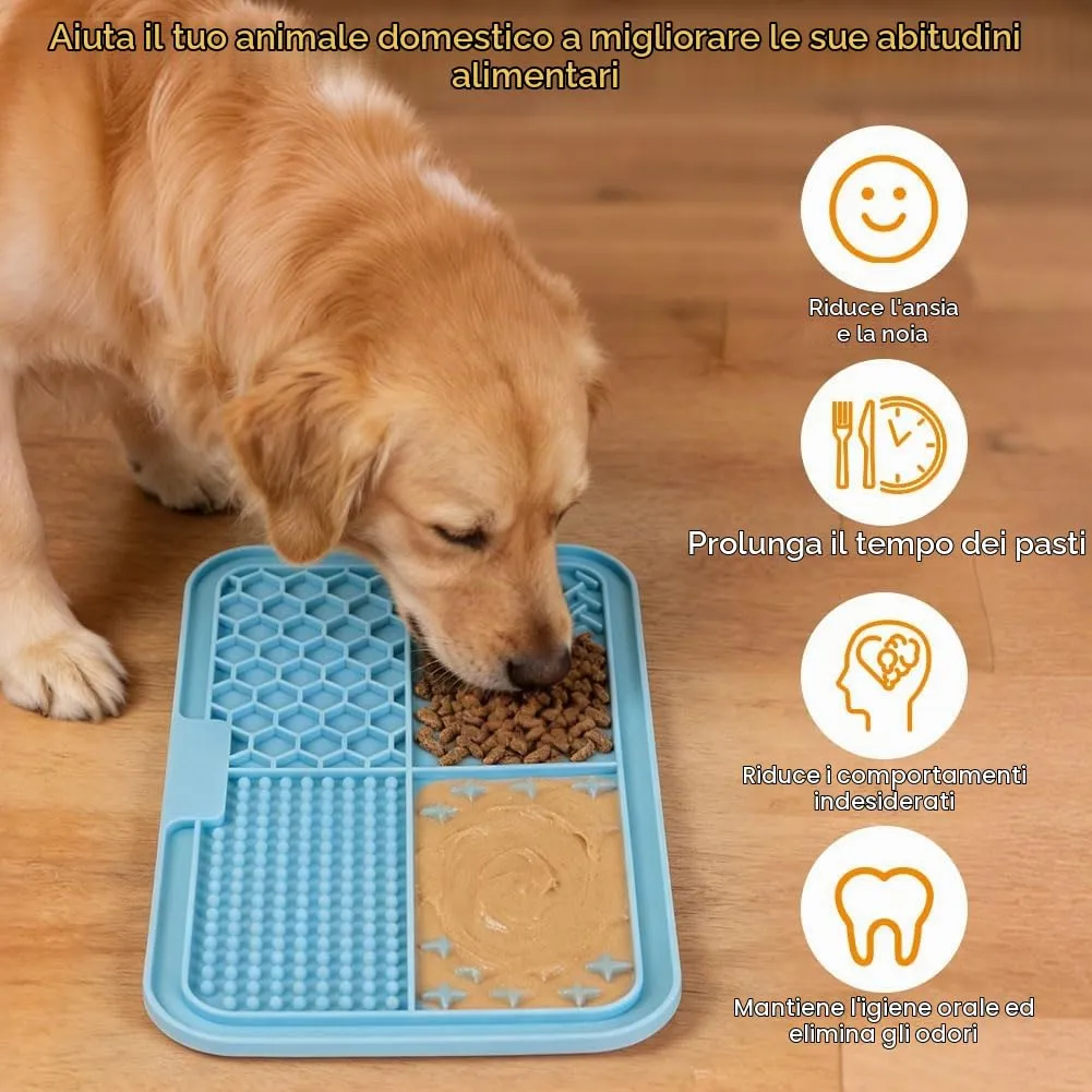 Adiwo 2 Pezzi Tappetino Leccare Cani con Ventosa, Tappetino in Silicone con Spatola e Spazzola, Lick Mat per Cani per Bagno, Toelettatura e Addestramento, Adatto per Cani e Gatti (Blu e verde) - immagine 4