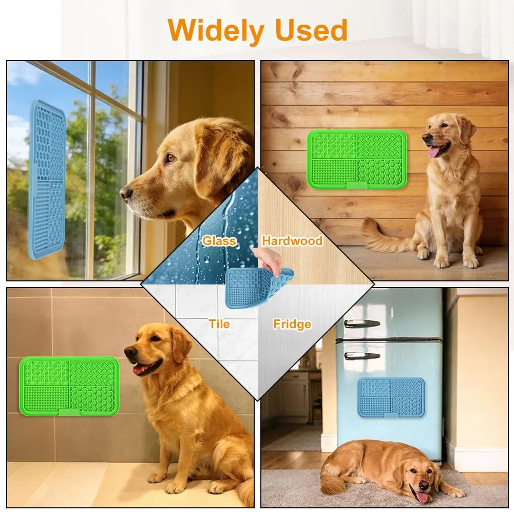 Adiwo 2 Pezzi Tappetino Leccare Cani con Ventosa, Tappetino in Silicone con Spatola e Spazzola, Lick Mat per Cani per Bagno, Toelettatura e Addestramento, Adatto per Cani e Gatti (Blu e verde) - immagine 8