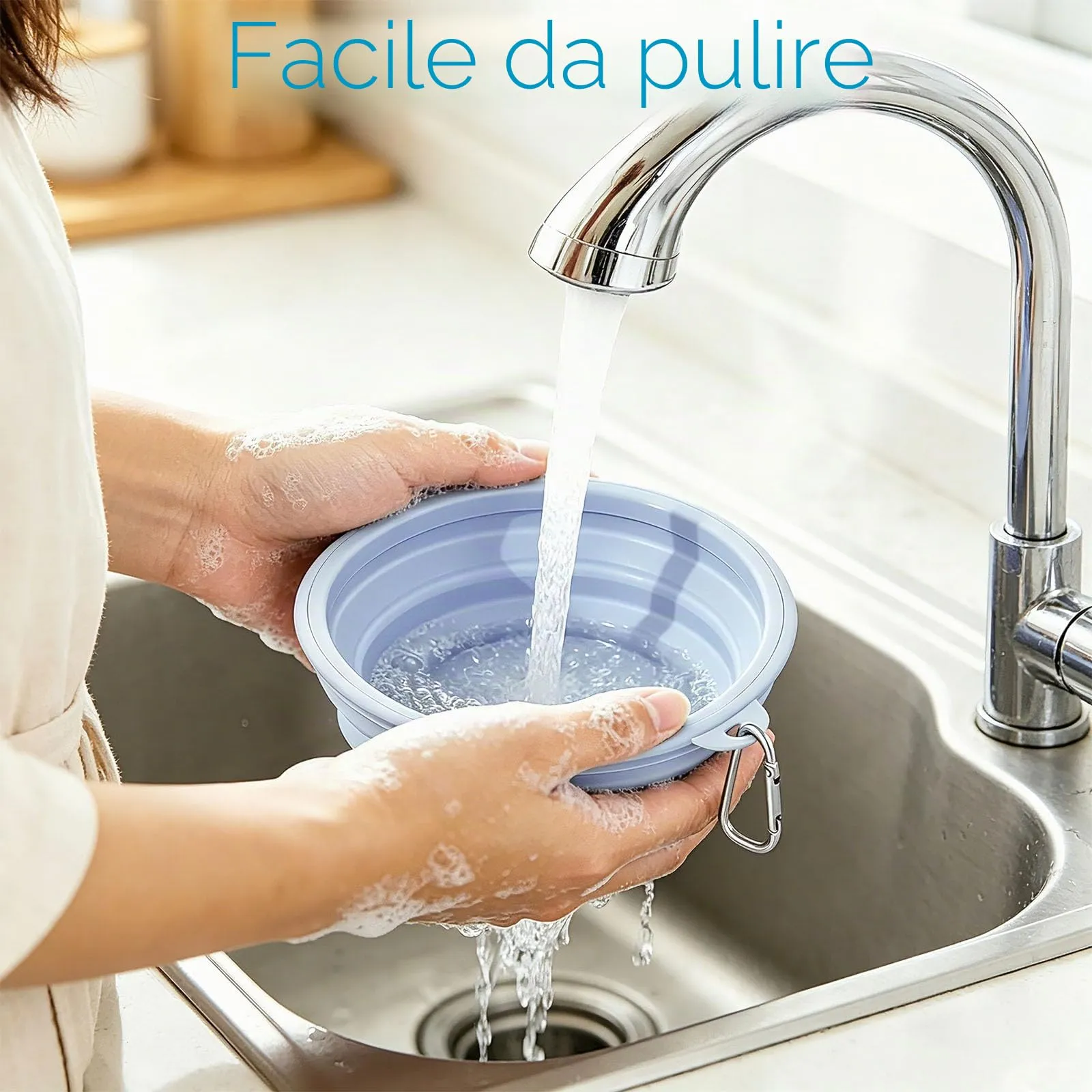Fancysky Ciotola Cane Pieghevole, 2 Pezzi in Silicone con Moschettone - immagine 4