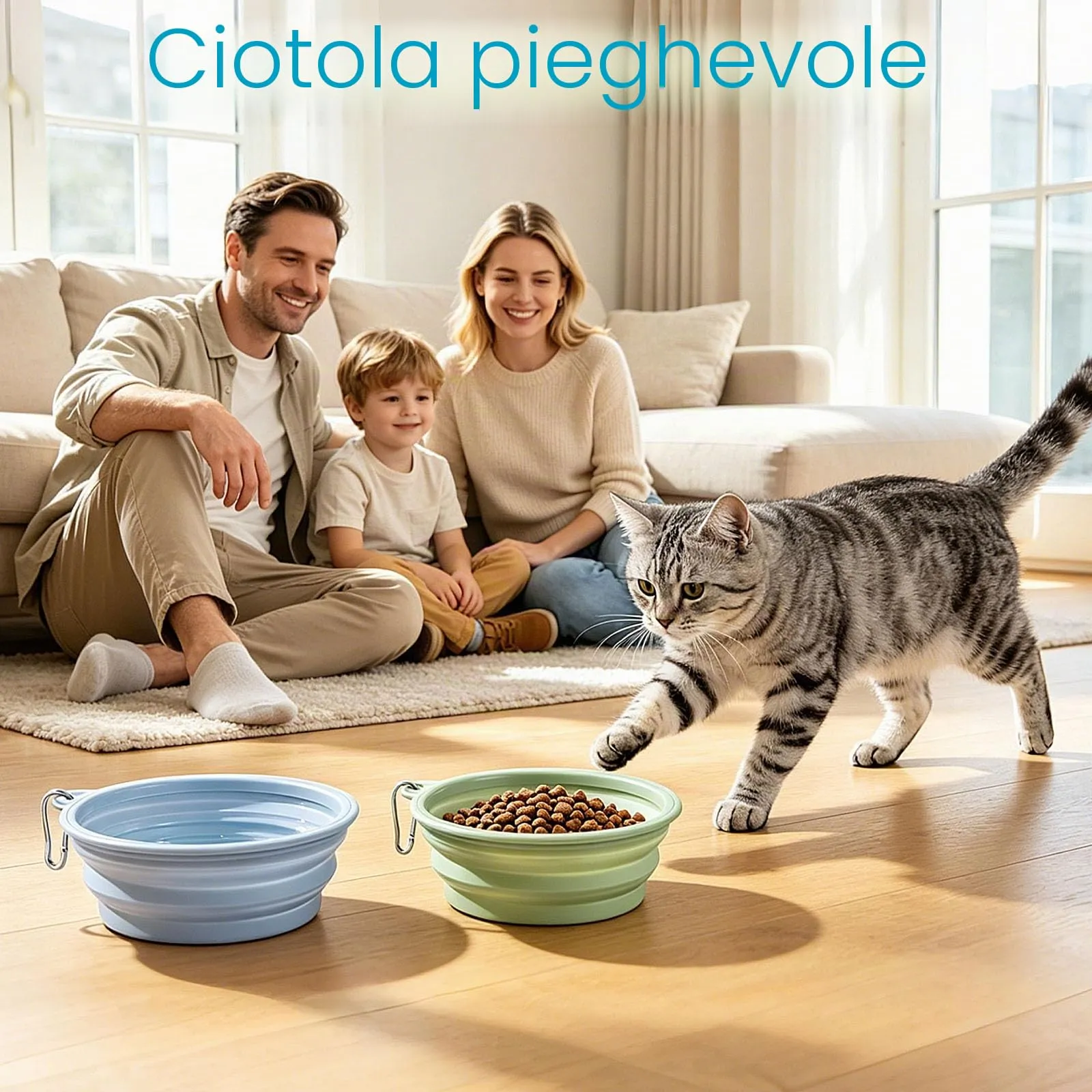 Fancysky Ciotola Cane Pieghevole, 2 Pezzi in Silicone con Moschettone - immagine 5