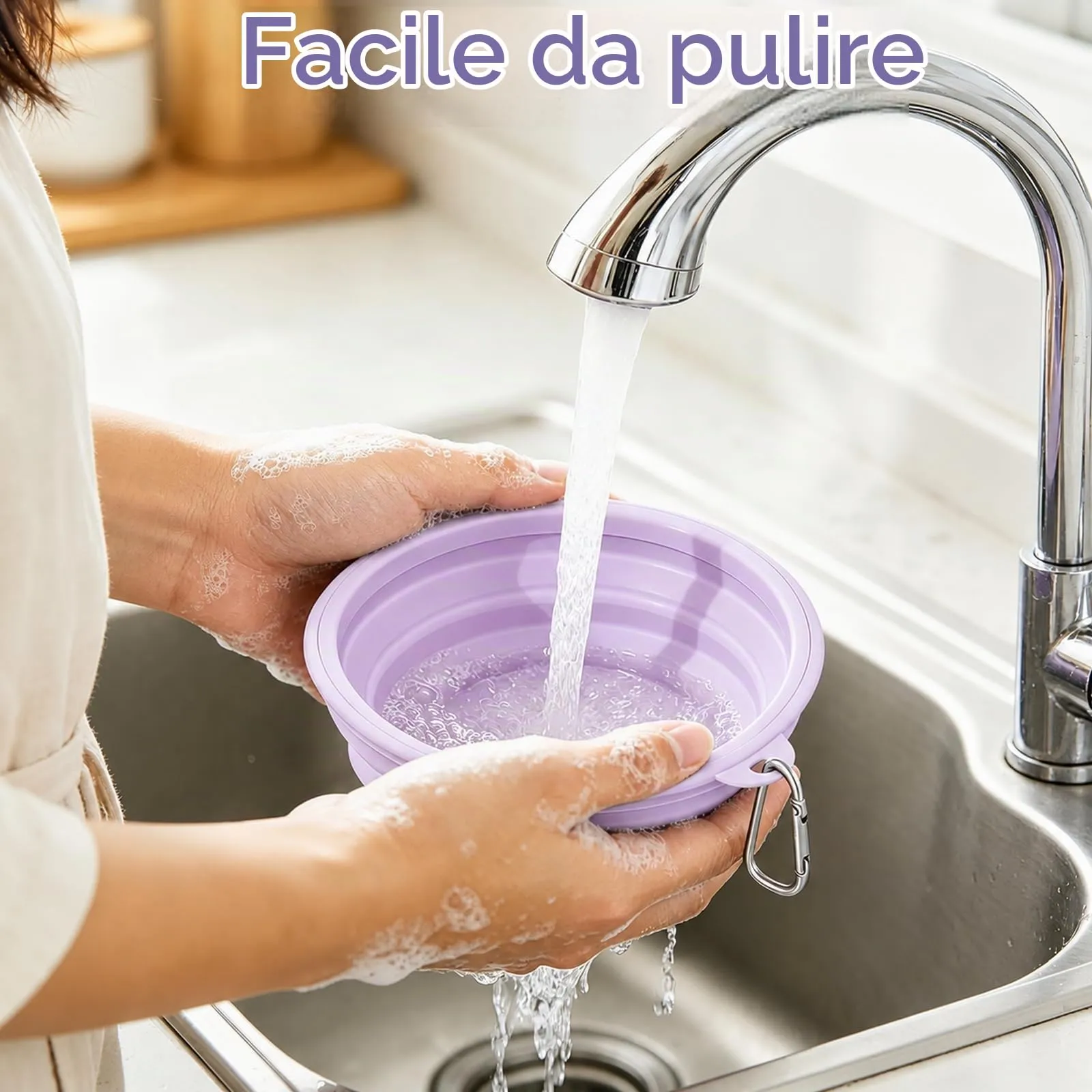 Fancysky Ciotola Cane Pieghevole, 2 Pezzi in Silicone con Moschettone - immagine 6