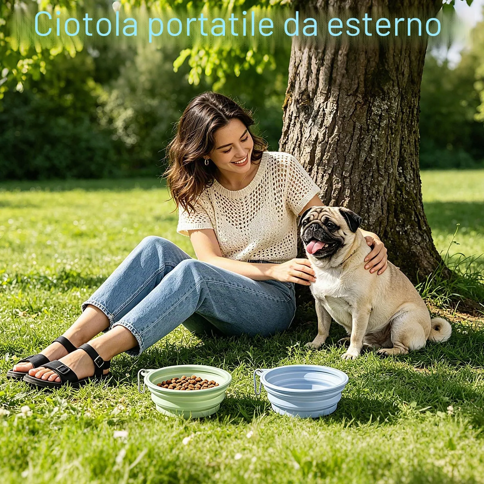 Fancysky Ciotola Cane Pieghevole, 2 Pezzi in Silicone con Moschettone - immagine 6