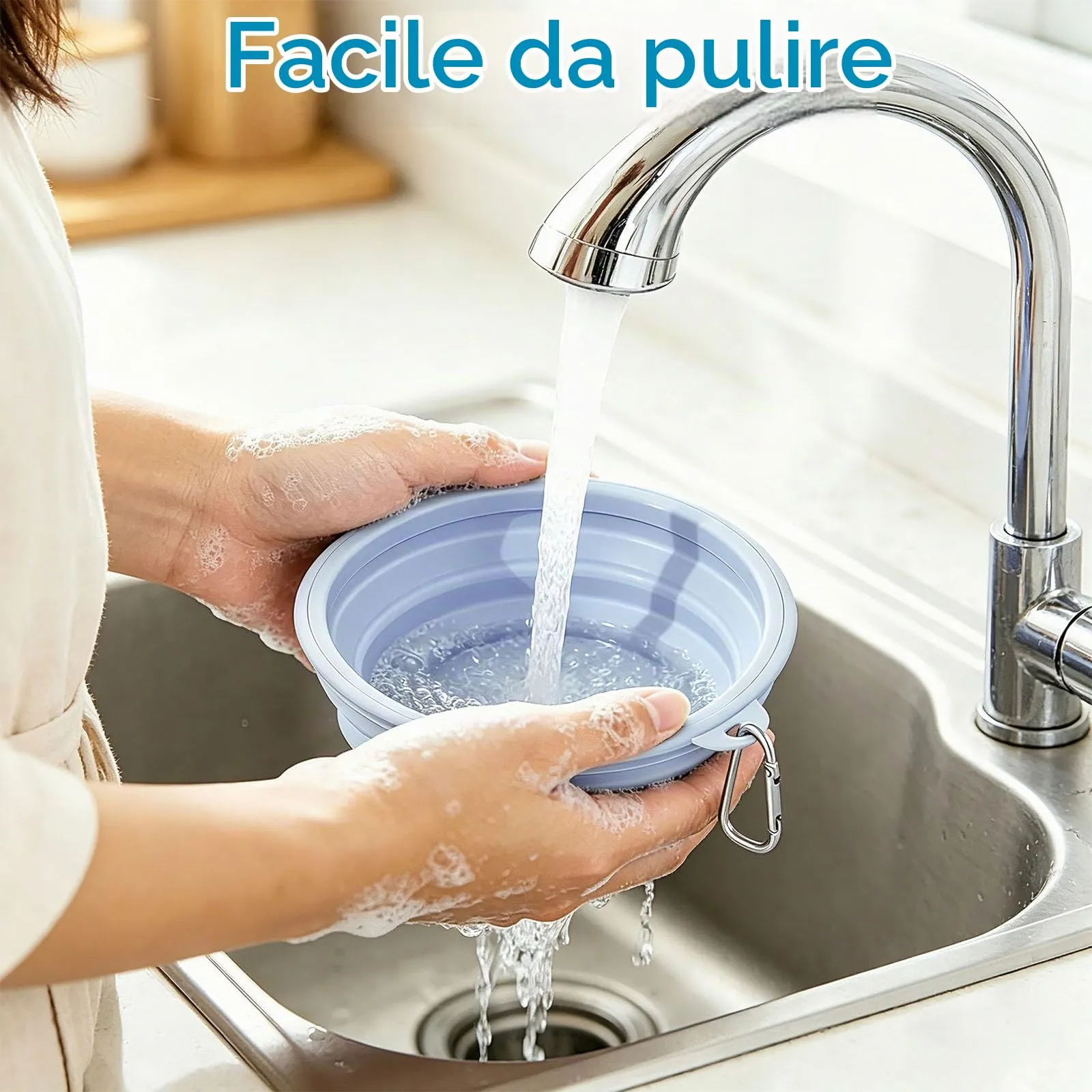 Fancysky Ciotola Cane Pieghevole, 2 Pezzi in Silicone con Moschettone - immagine 6
