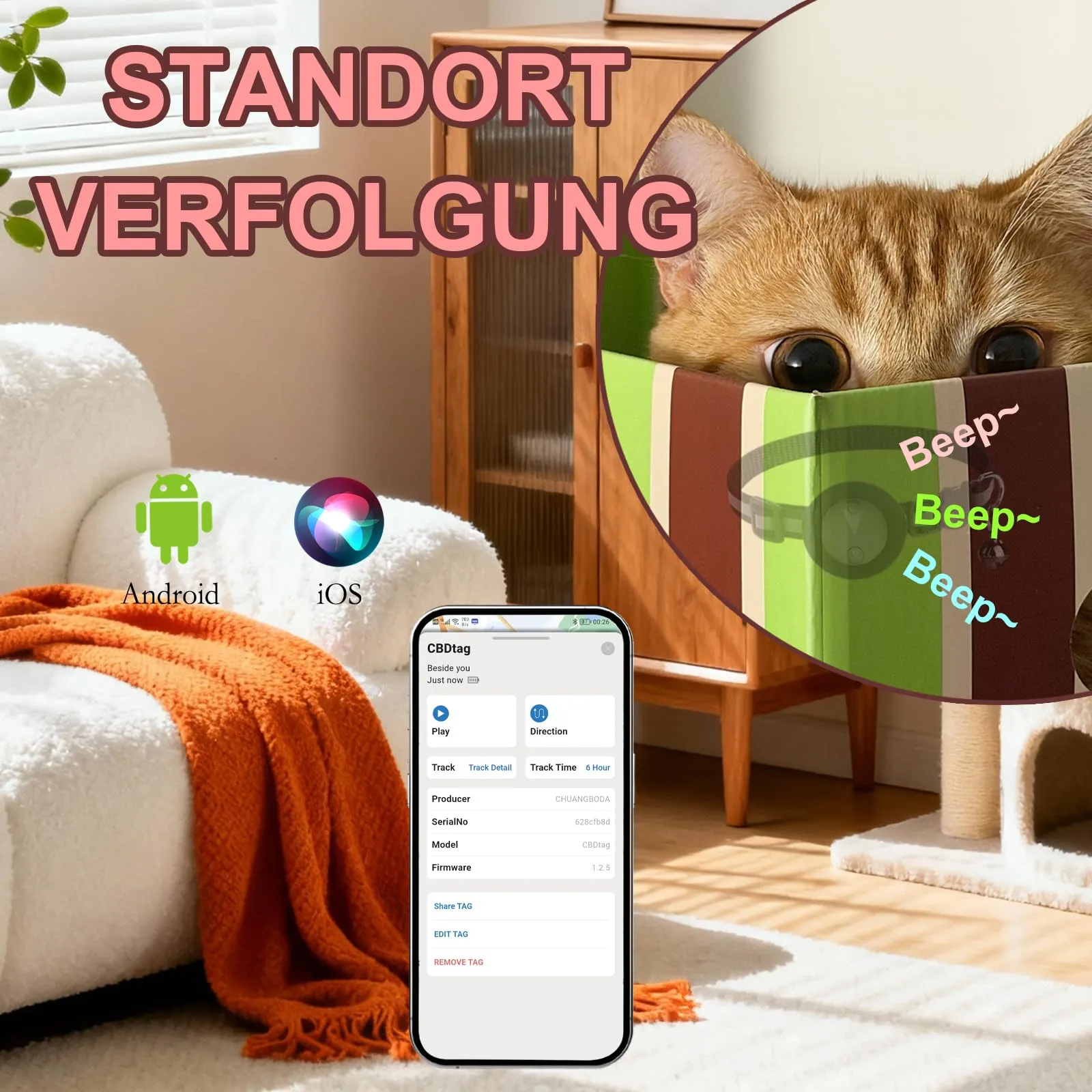 Collare GPS per Gatti Compatibile con Sistemi iOS e Android GPS per Cani Riproduzione Della Cronologia dei Tracciati (3 giorni) Localizzatore GPS Cani Tracciamento Impermeabile (IP67) -Nero Puro - immagine 3