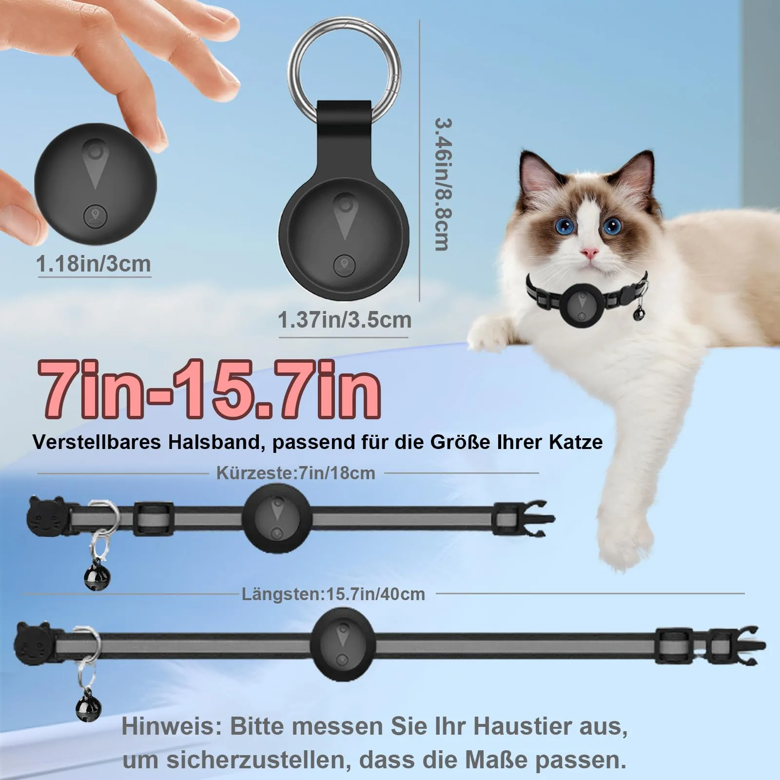 Collare GPS per Gatti Compatibile con Sistemi iOS e Android GPS per Cani Riproduzione Della Cronologia dei Tracciati (3 giorni) Localizzatore GPS Cani Tracciamento Impermeabile (IP67) -Nero Puro - immagine 6