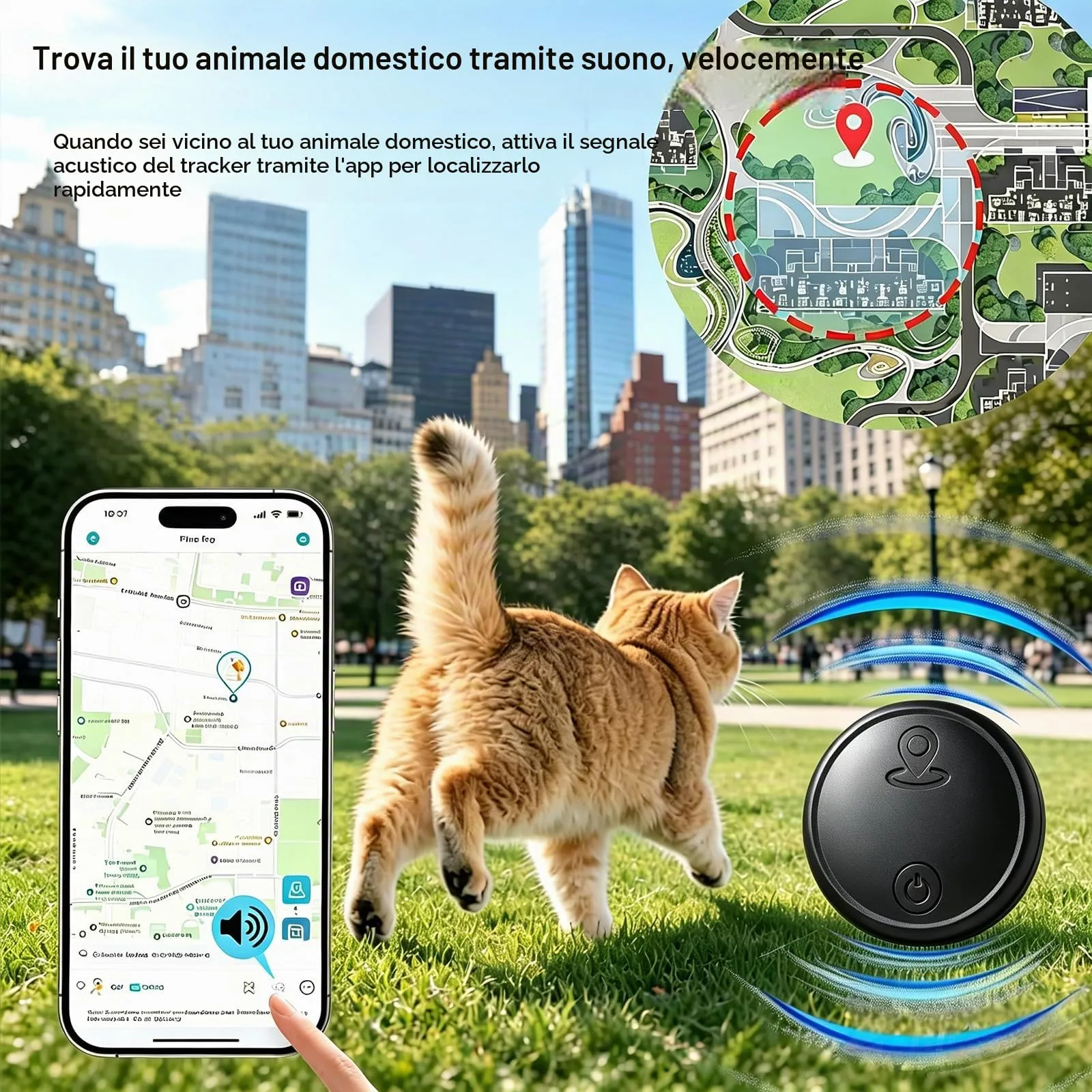 Tracker GPS per Gatti senza Abbonamento, Smart Tag per Gatti Compatibile con iOS e Android, Cani e Altri Piccoli Animali, Tracciamento Mondiale in Tempo Reale, Impermeabile IPX6, senza Costi Mensili - immagine 5