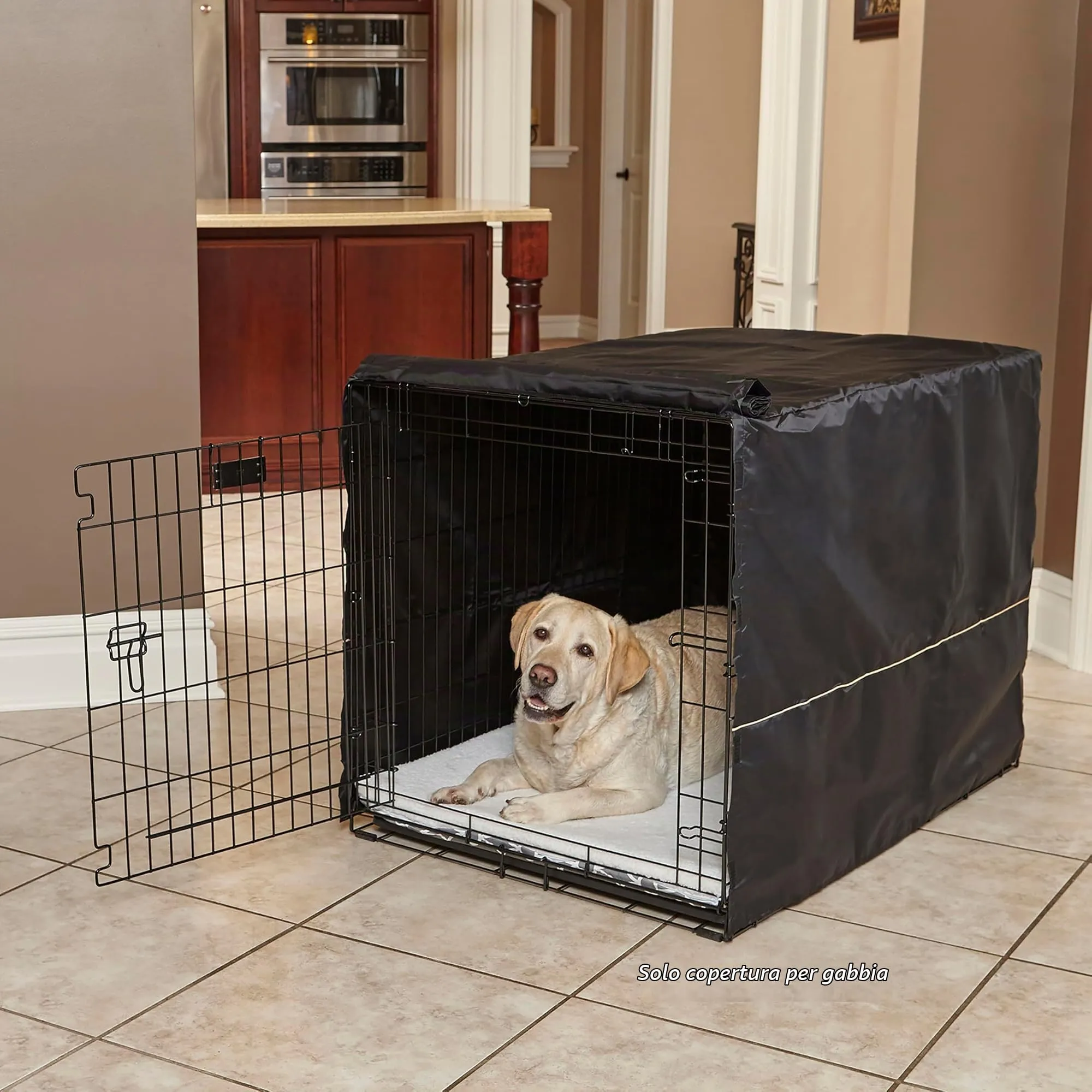 MidWest Homes for Pets Copertura per gabbia per cani grandi, in poliestere nero, adatta alla maggior parte delle casse da 106 cm, lavabile in lavatrice, riduce l'abbaiare e la masticazione - immagine 2