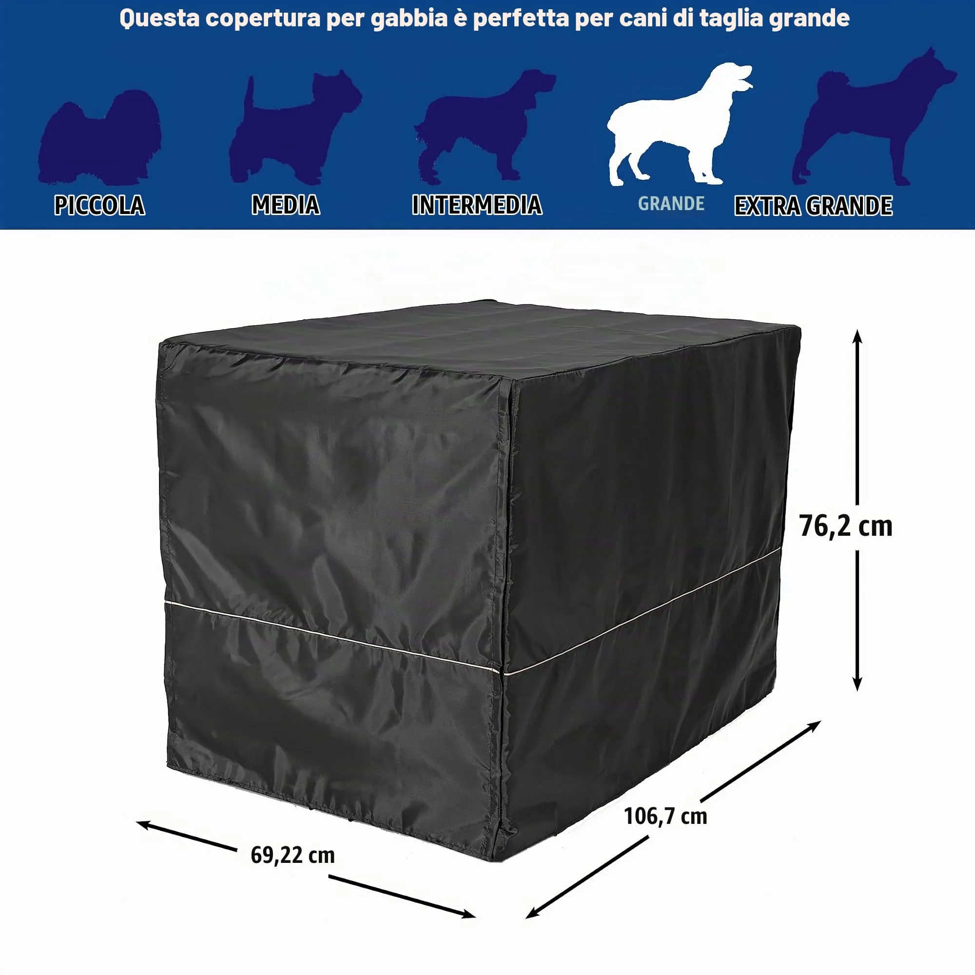 MidWest Homes for Pets Copertura per gabbia per cani grandi, in poliestere nero, adatta alla maggior parte delle casse da 106 cm, lavabile in lavatrice, riduce l'abbaiare e la masticazione - immagine 6
