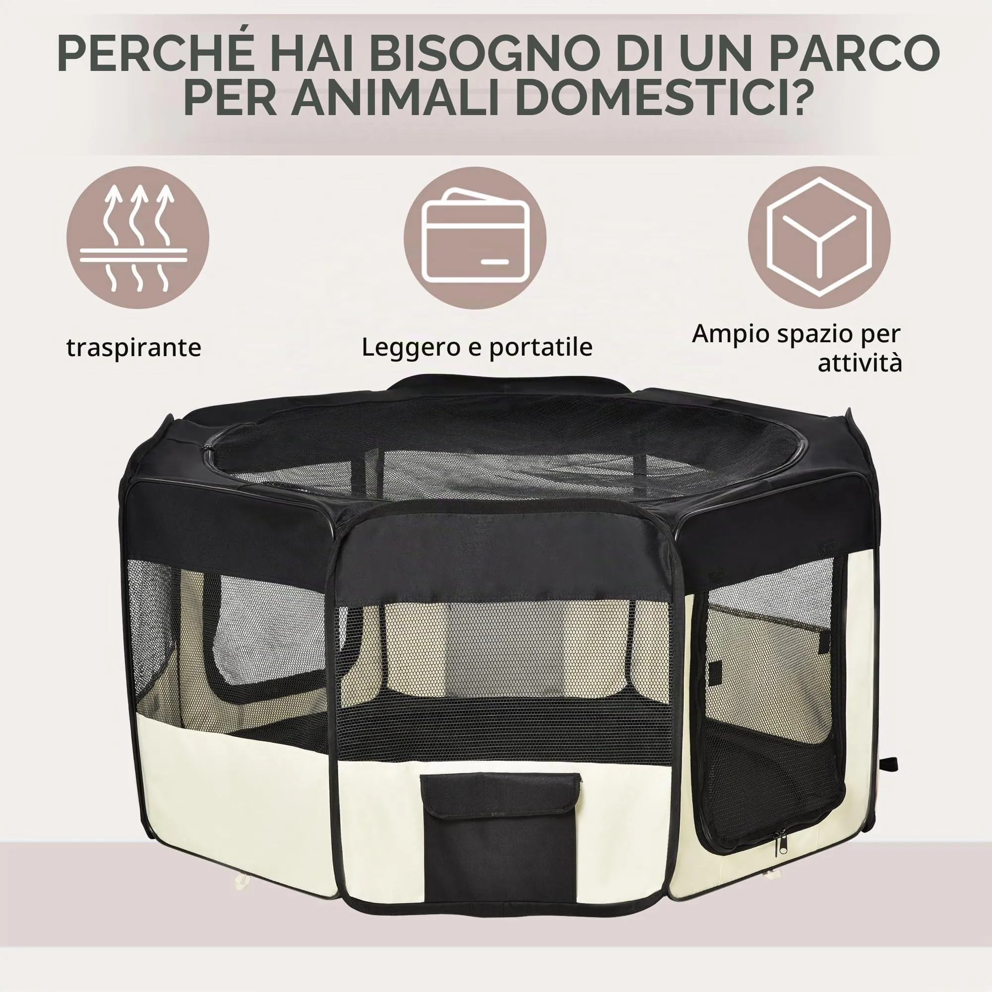 PawHut, Parco Animali Domestici Pieghevole, 2 Porte, Set Allenamento dormitorio - immagine 3