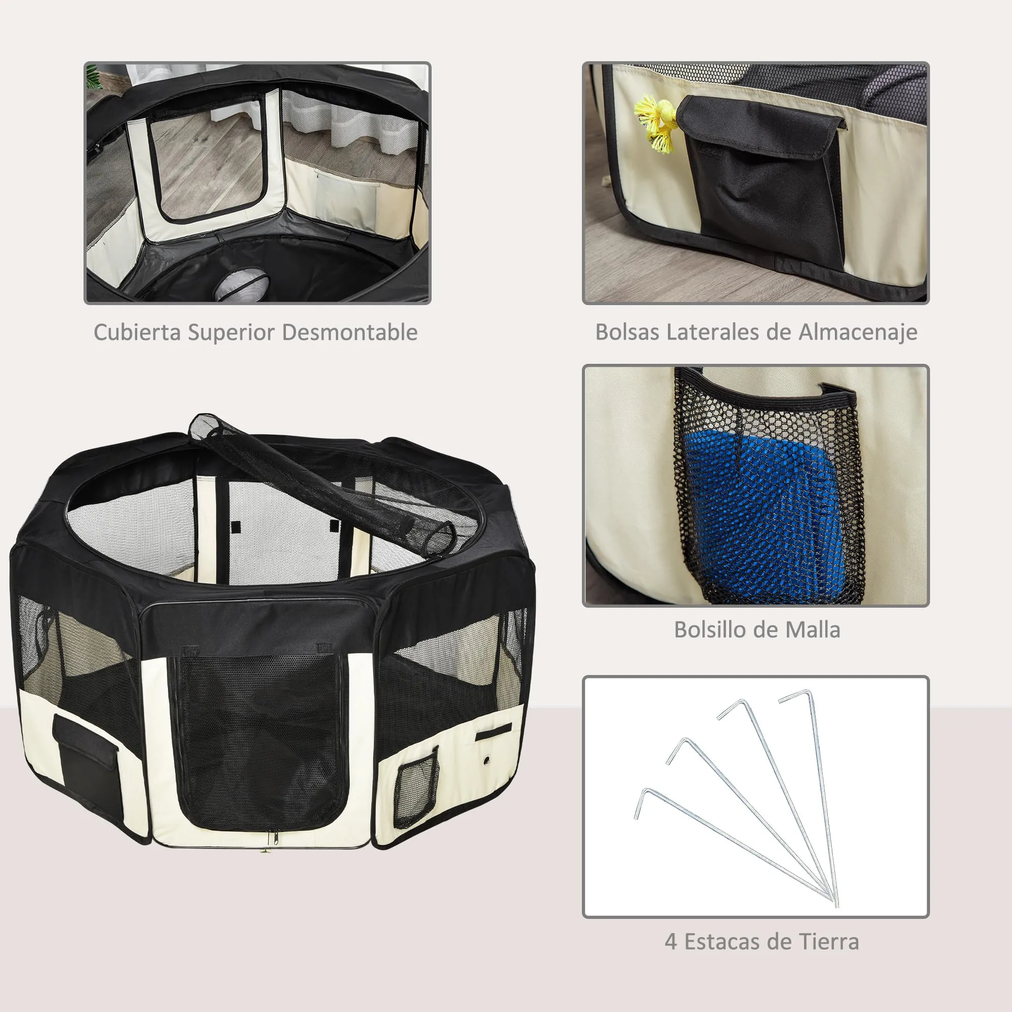 PawHut, Parco Animali Domestici Pieghevole, 2 Porte, Set Allenamento dormitorio - immagine 4