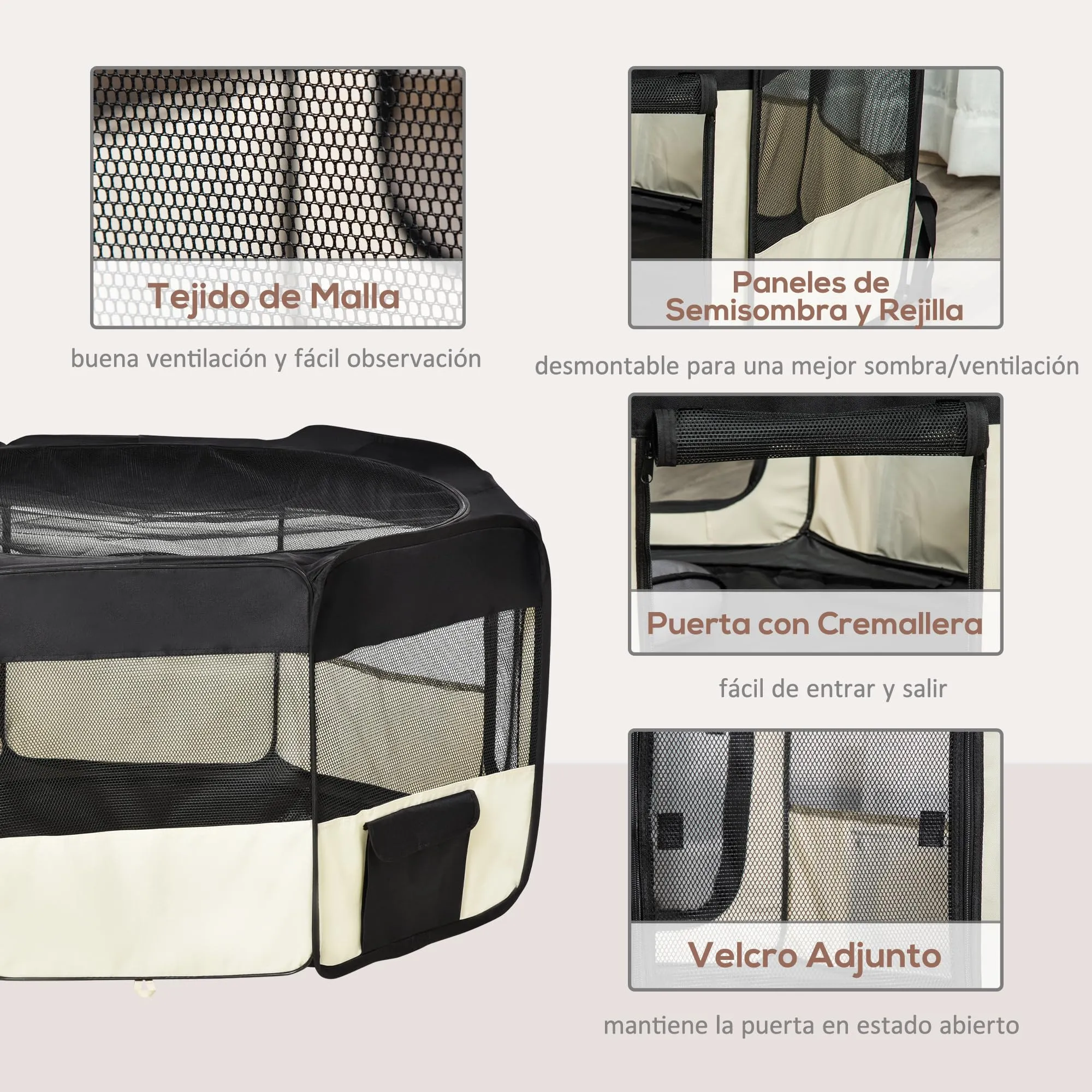 PawHut, Parco Animali Domestici Pieghevole, 2 Porte, Set Allenamento dormitorio - immagine 5