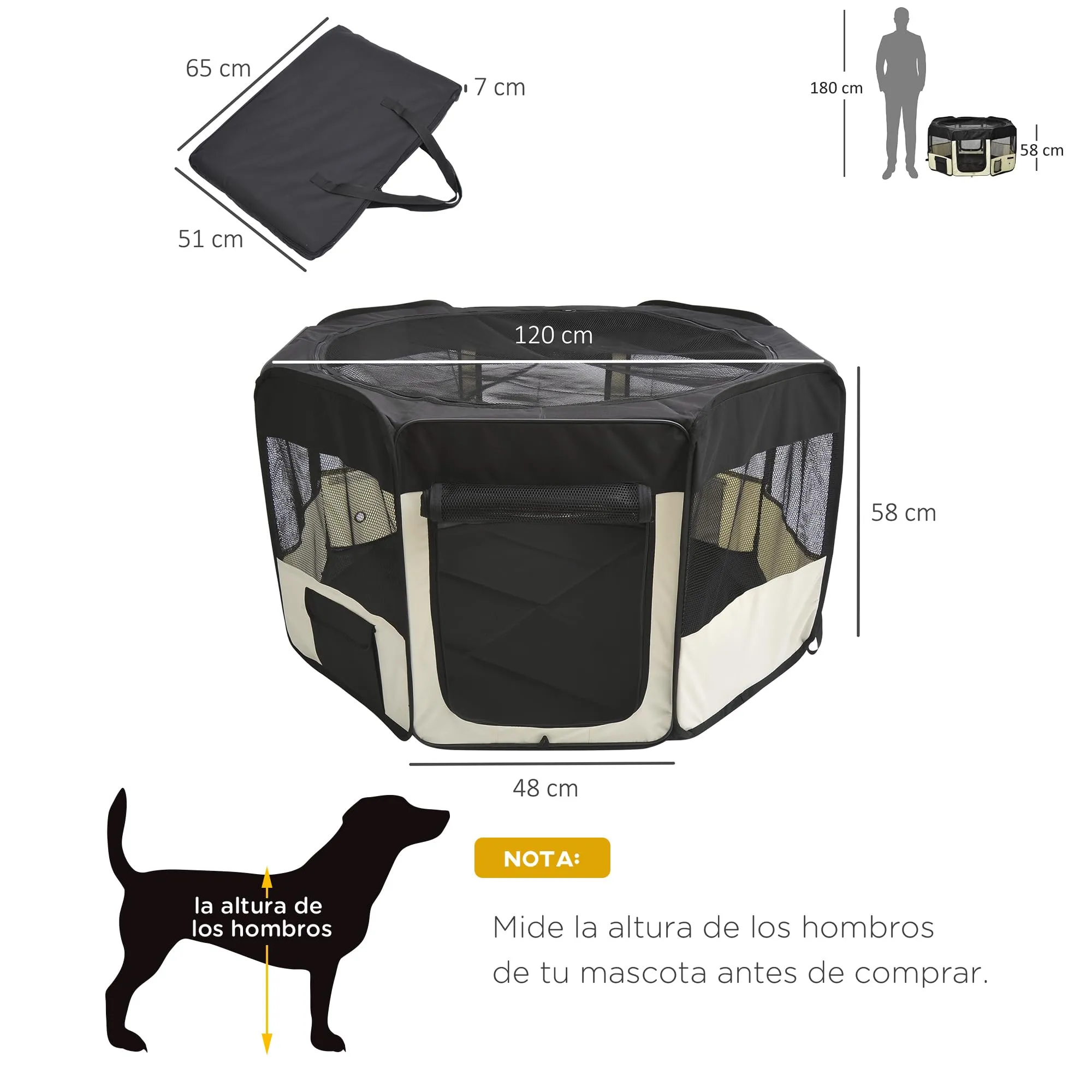 PawHut, Parco Animali Domestici Pieghevole, 2 Porte, Set Allenamento dormitorio - immagine 7