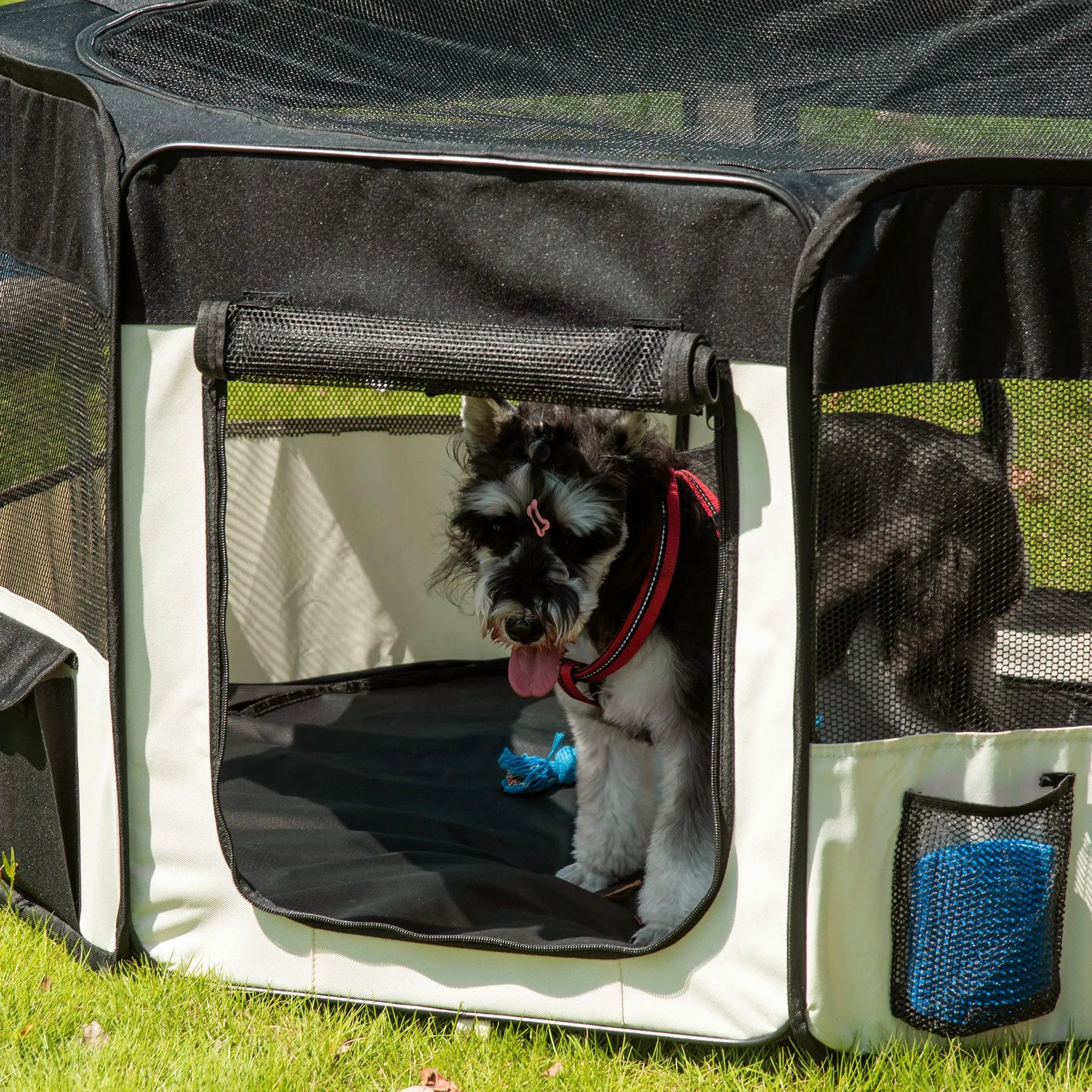 PawHut, Parco Animali Domestici Pieghevole, 2 Porte, Set Allenamento dormitorio - immagine 8