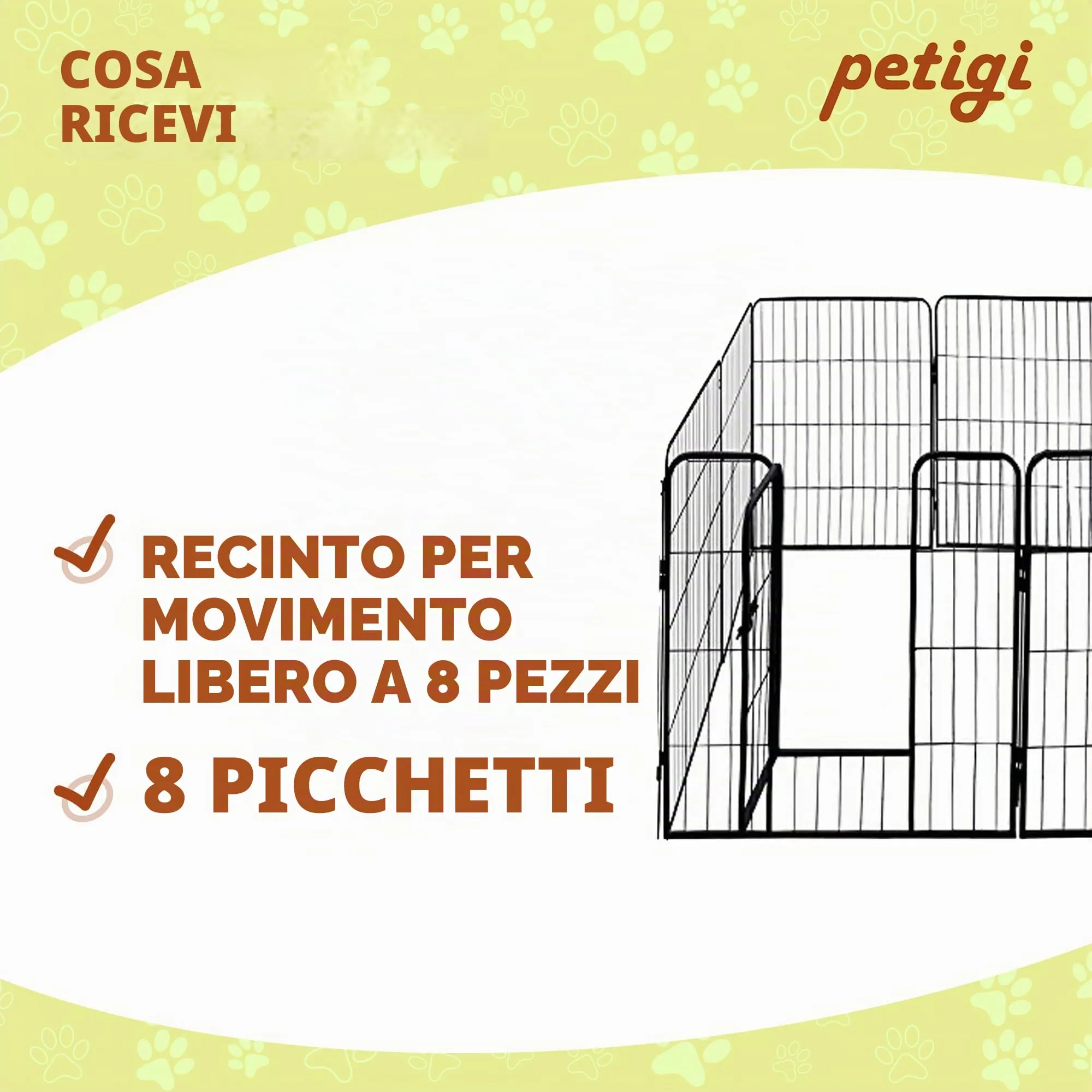 Petigi Recinto Gabbia Cuccioli Grande per Cani Roditori Animali Pieghevole 3 Taglias Disponibile 8 o 16 Parti, Dimensioni (L x A):80 x 100 cm (8X) - immagine 3