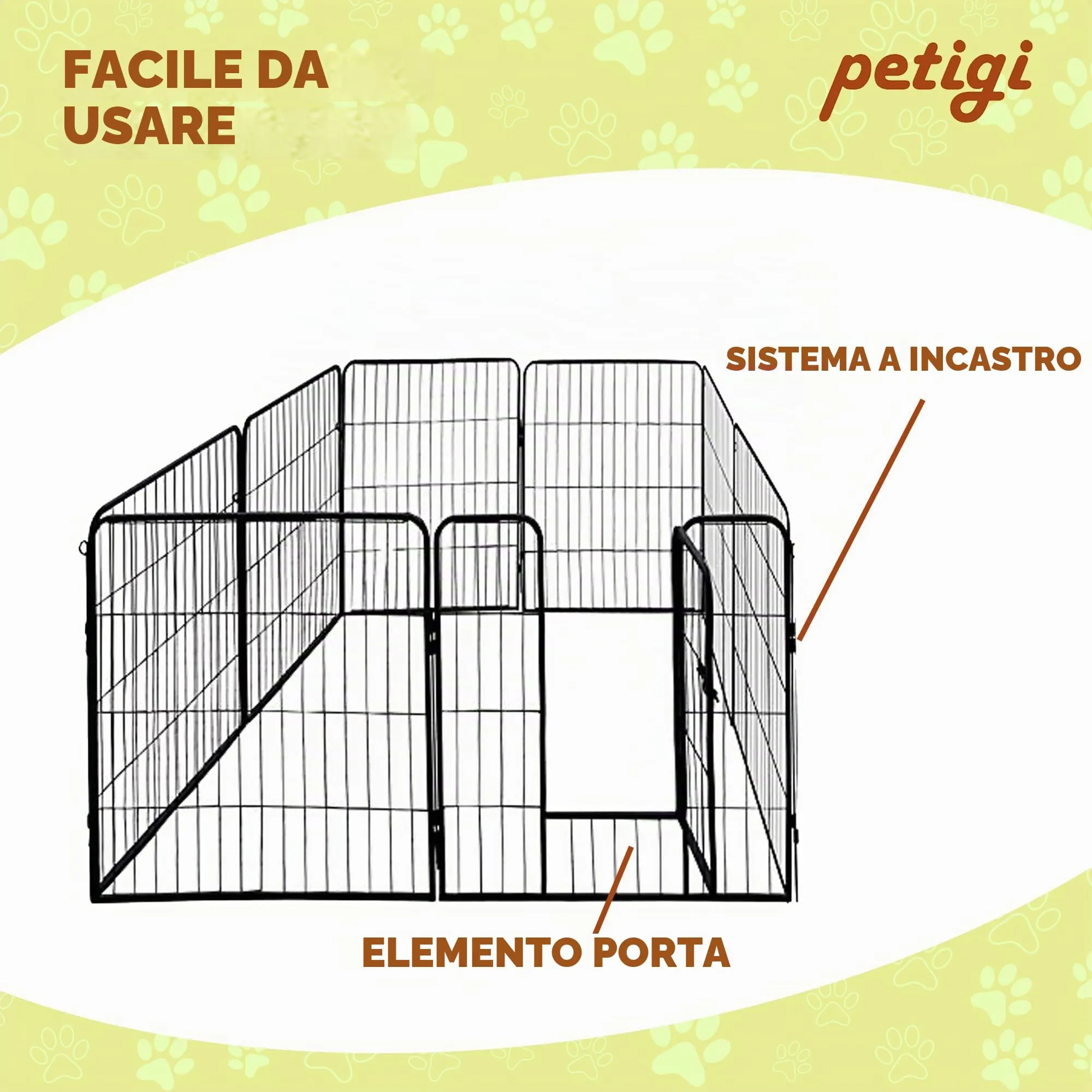 Petigi Recinto Gabbia Cuccioli Grande per Cani Roditori Animali Pieghevole 3 Taglias Disponibile 8 o 16 Parti, Dimensioni (L x A):80 x 100 cm (8X) - immagine 5